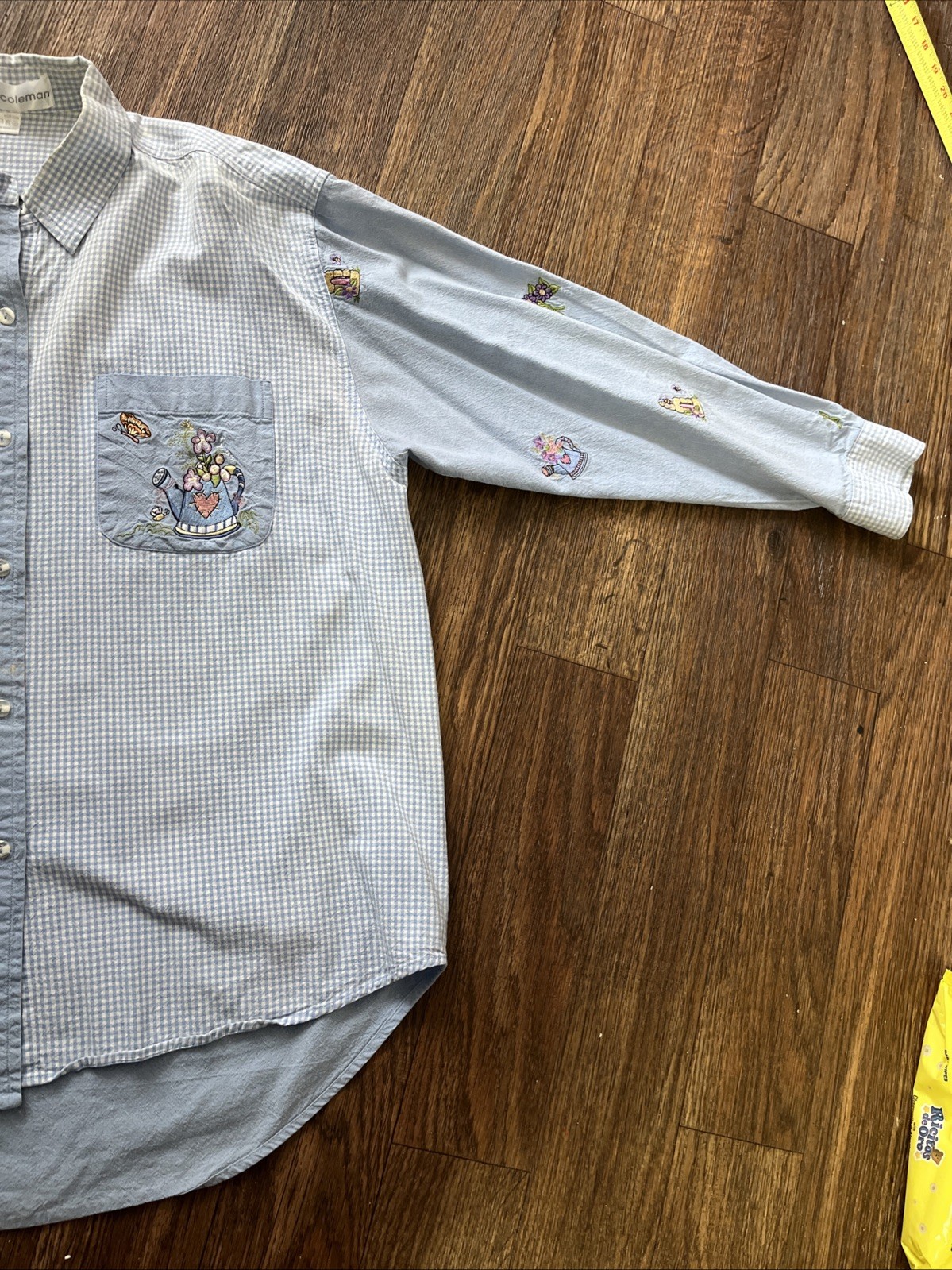 Vintage Casey Coleman Embroidered Shirt Womens XL 90s Cottagecore Button Down