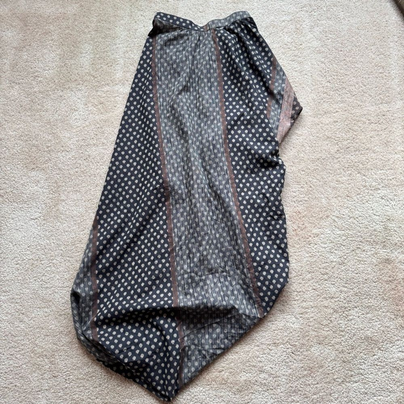 Issey Miyake Rare Runway Brown Black Asymmetric Skirt Silk Cotton Metallic