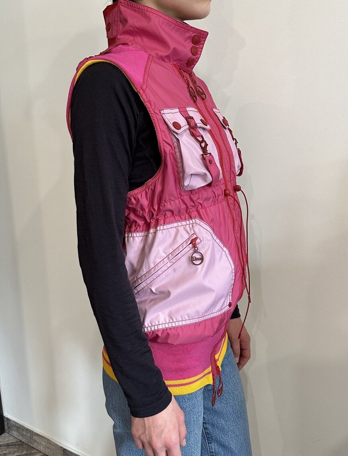 DDP Vintage Christian Dior Boutique Y2K Parachute Women Zip Vest Archive sz US8