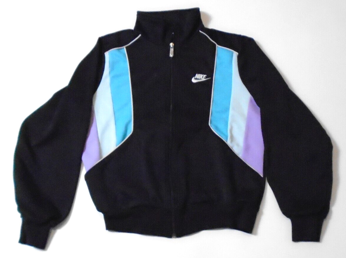 Vintage 80s Nike Track Jacket Full Zip Hip Hop Blue Tag Dance Womens Medium