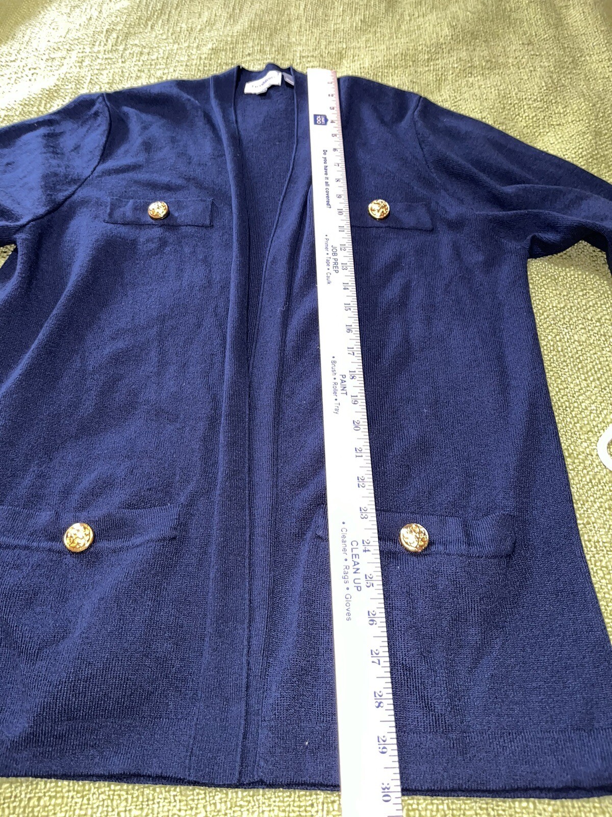 Jacobson’s Navy Blue Knit 3 Piece Pant Set Cardigan Shell Gold Buttons women’s M