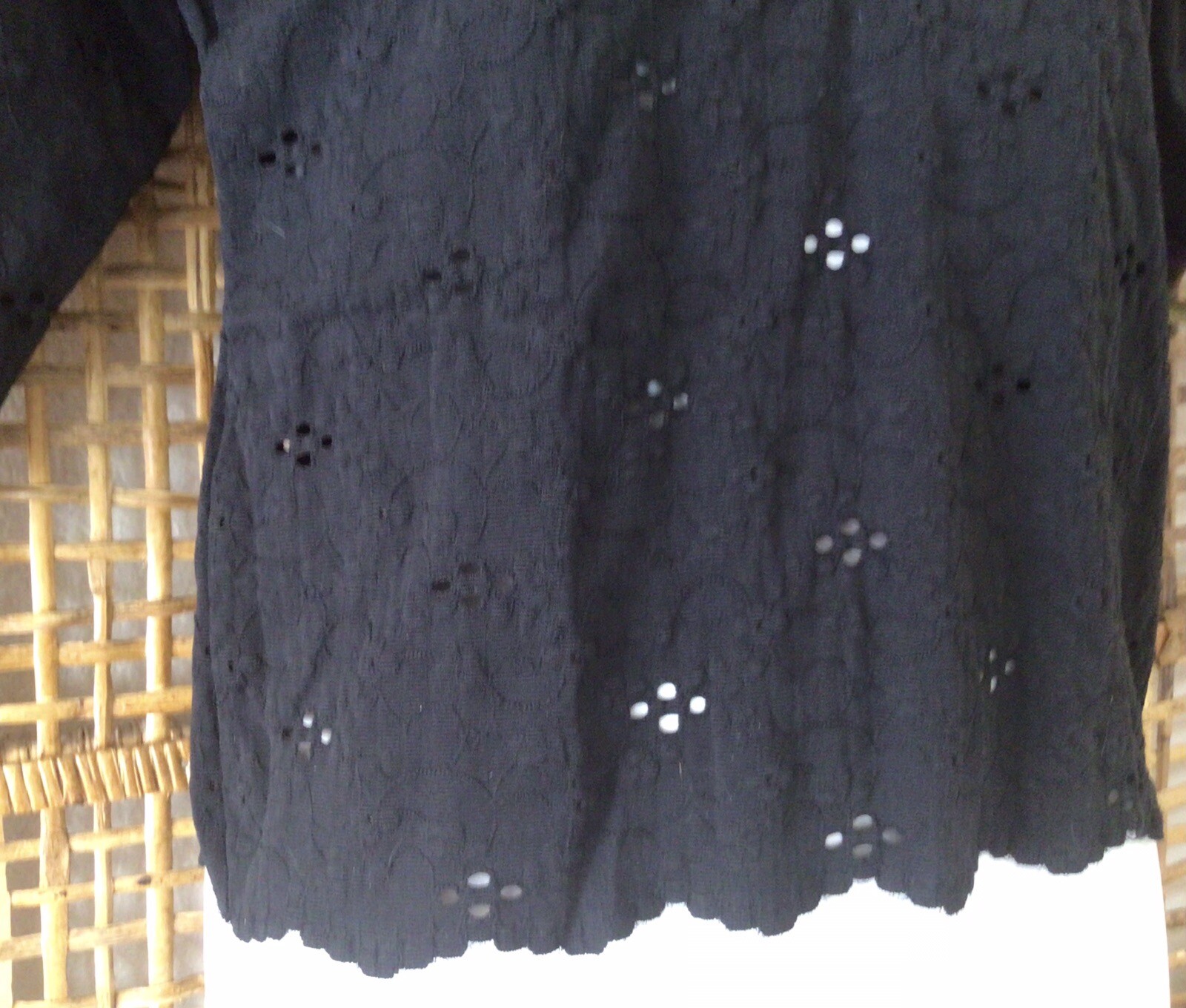 NWOT Vintage Y2K Victoria’s Secret Moda Intl Black Stretch Sheer Eyelet Top M