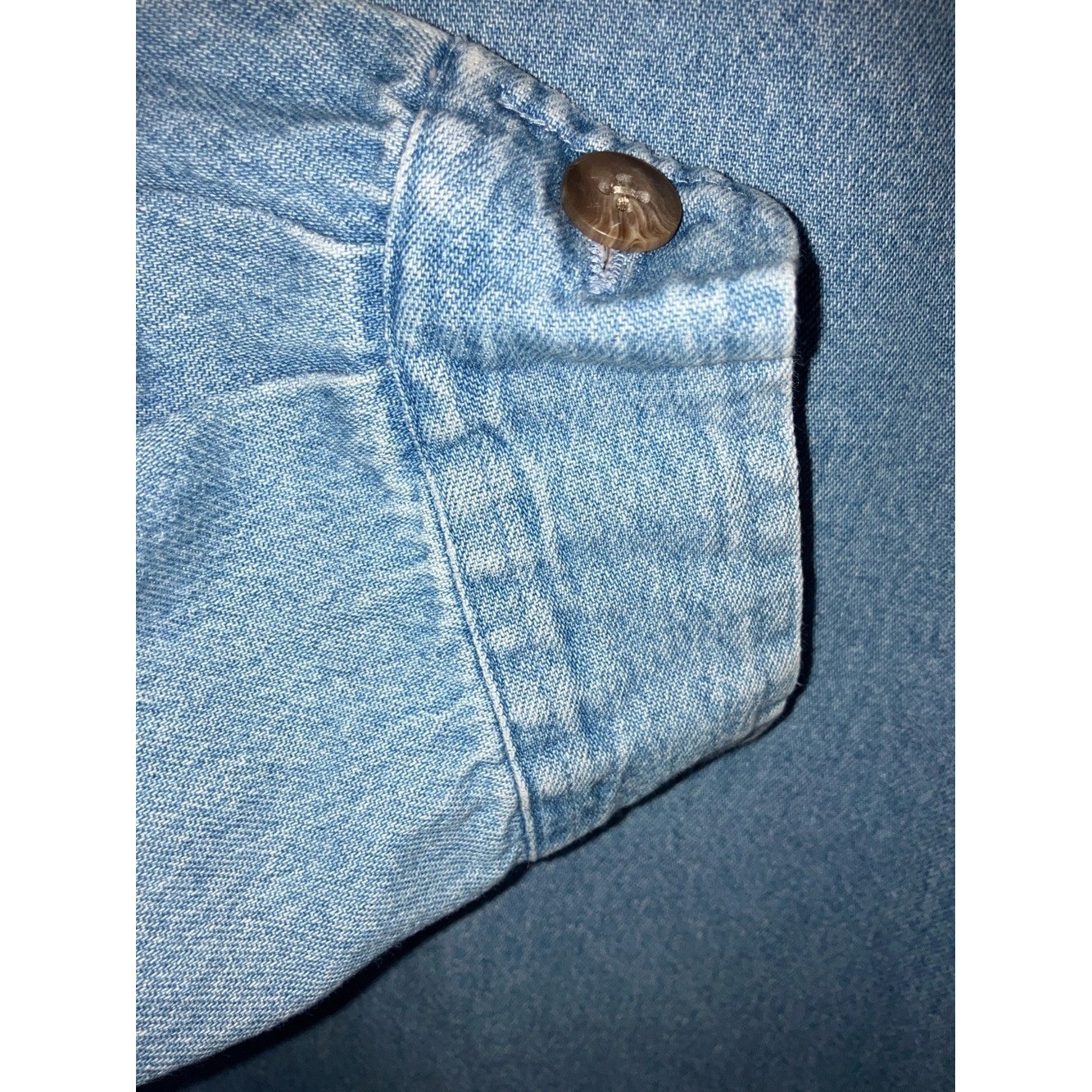 Vtg CJ Banks Light Wash Denim Button-Up Shirt with Snowman Embroidery 1X