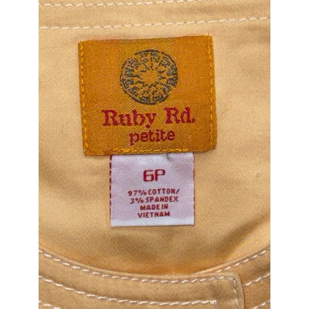 Ruby Rd. 6P Butter Yellow Stretch Cotton Short Jacket w MOP Buttons MINT!