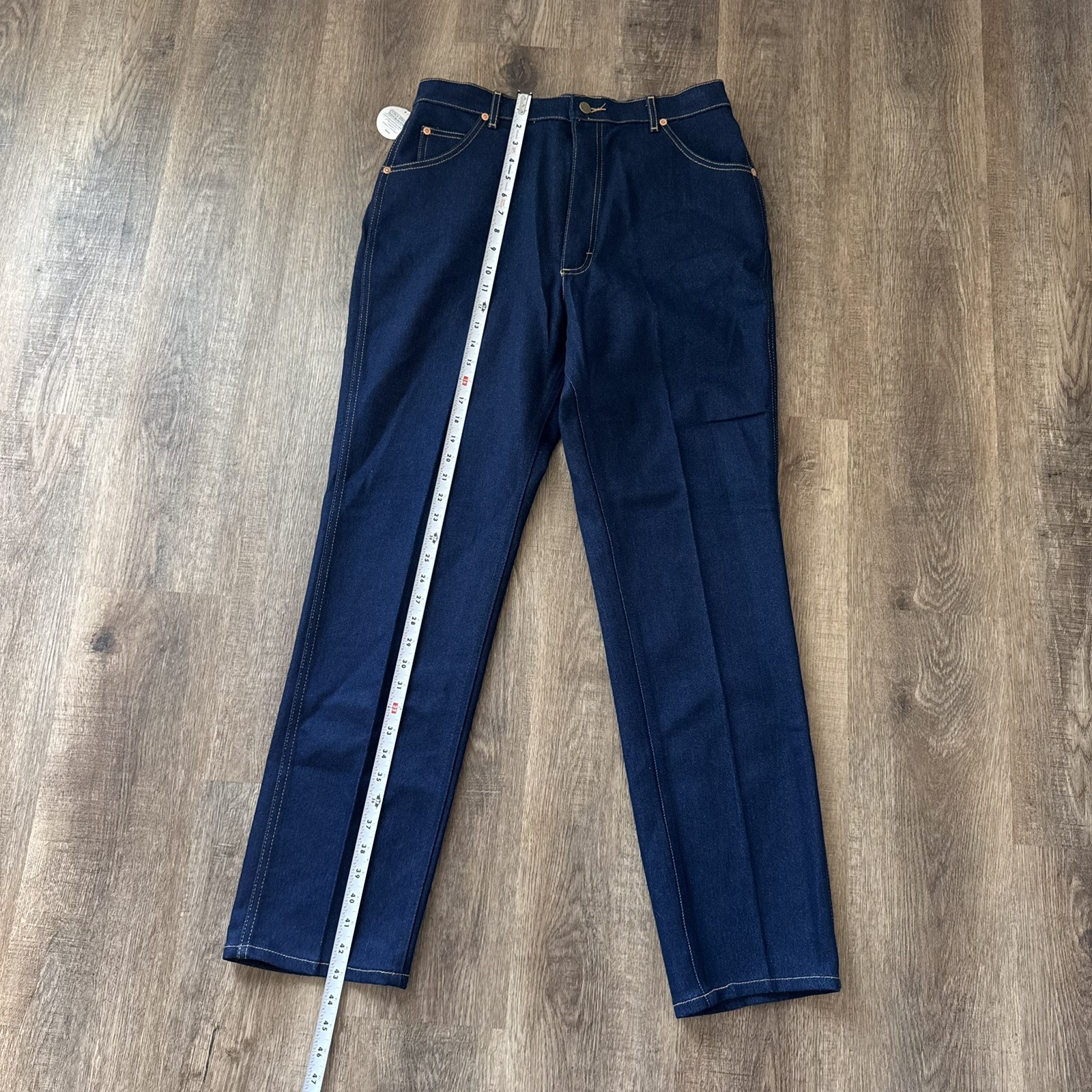 Vtg 70s 80s Lee Riders Jeans Dark Wash High Rise Talon 42 Creased USA Made Sz 18