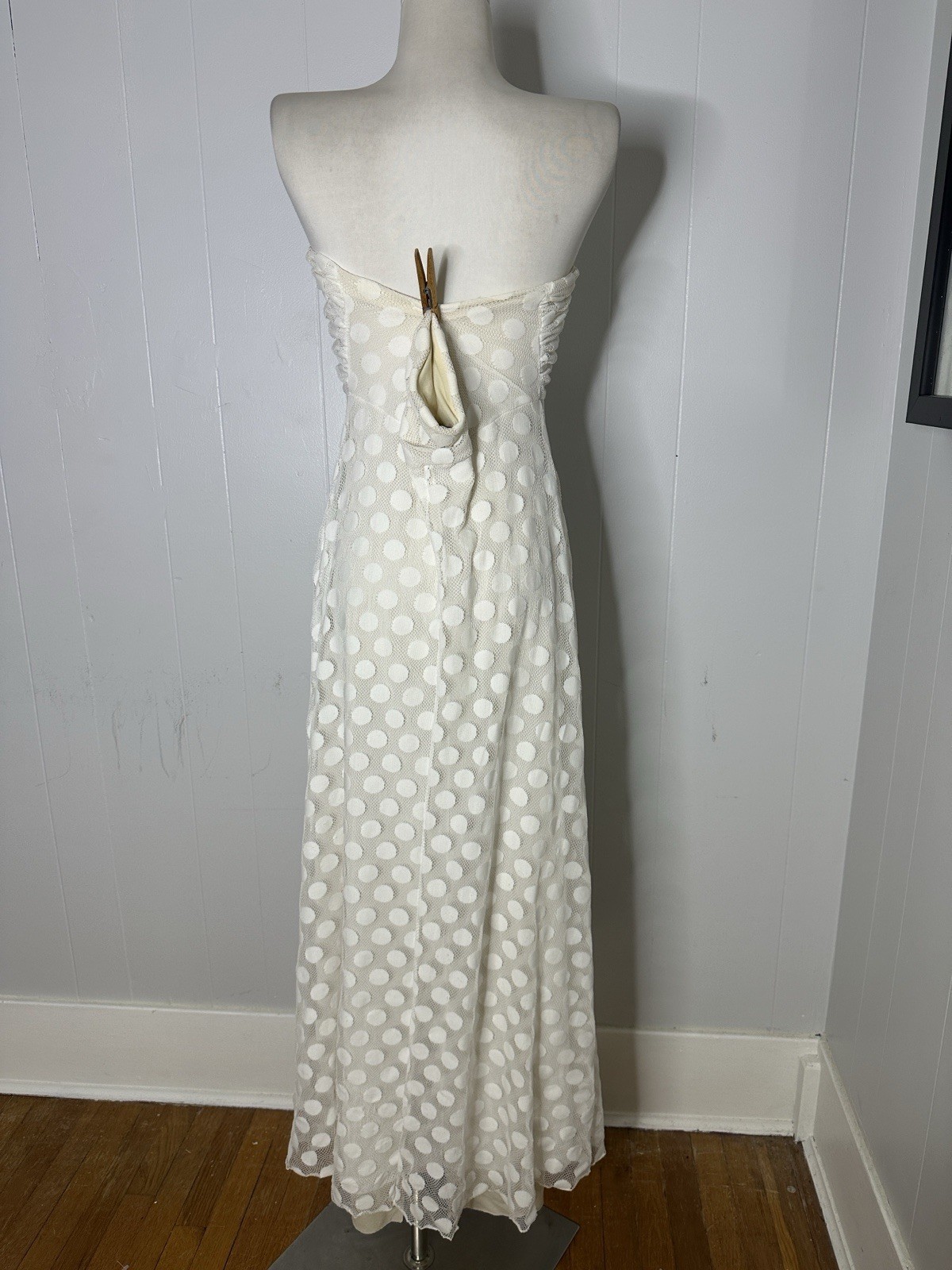 Vintage White Polka Dot Tube Maxi Dress With Cardigan Set VOLUP
