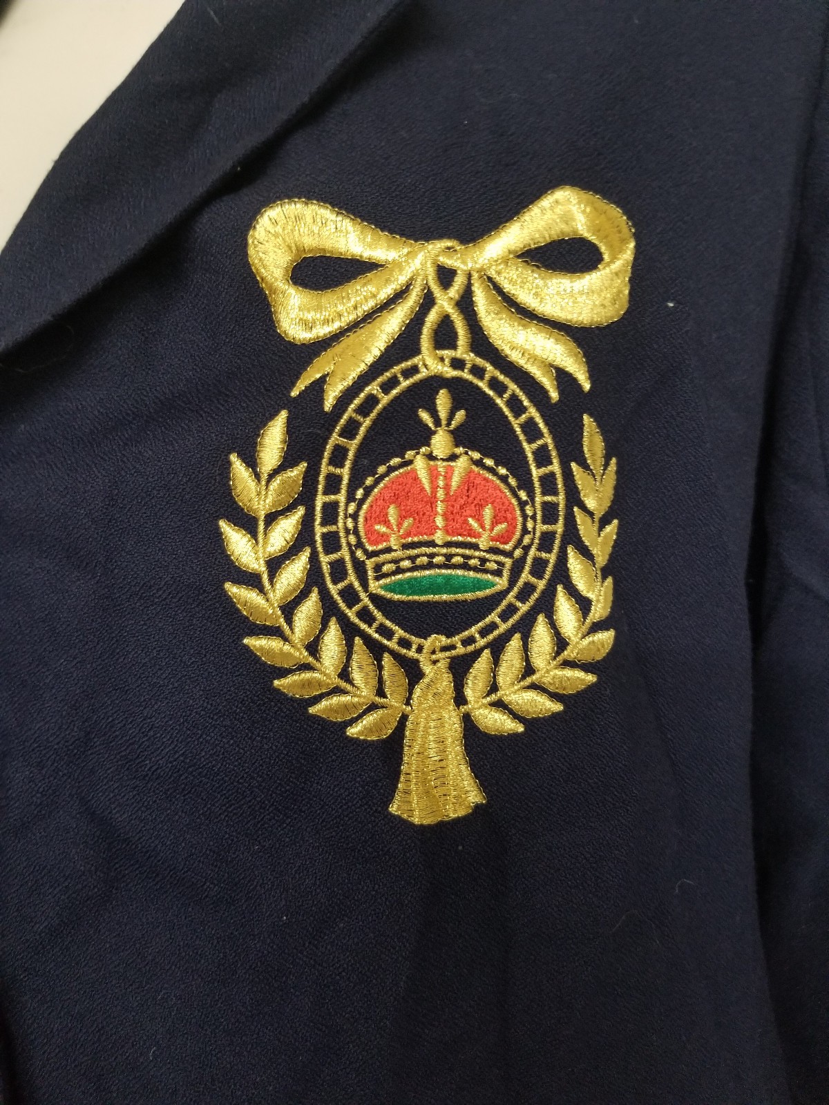 80s Navy Chaus Military Womens Suit Jacket Blazer Gold Crown Royal Tassel Sz 16