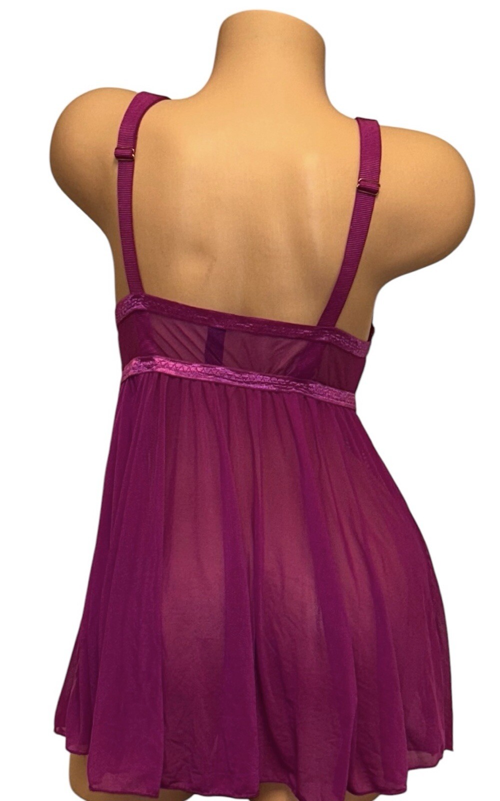 Rachel Roy Pink Silky Sheer Lace Satin Ribbon Trim Nightie Nightgown Womens