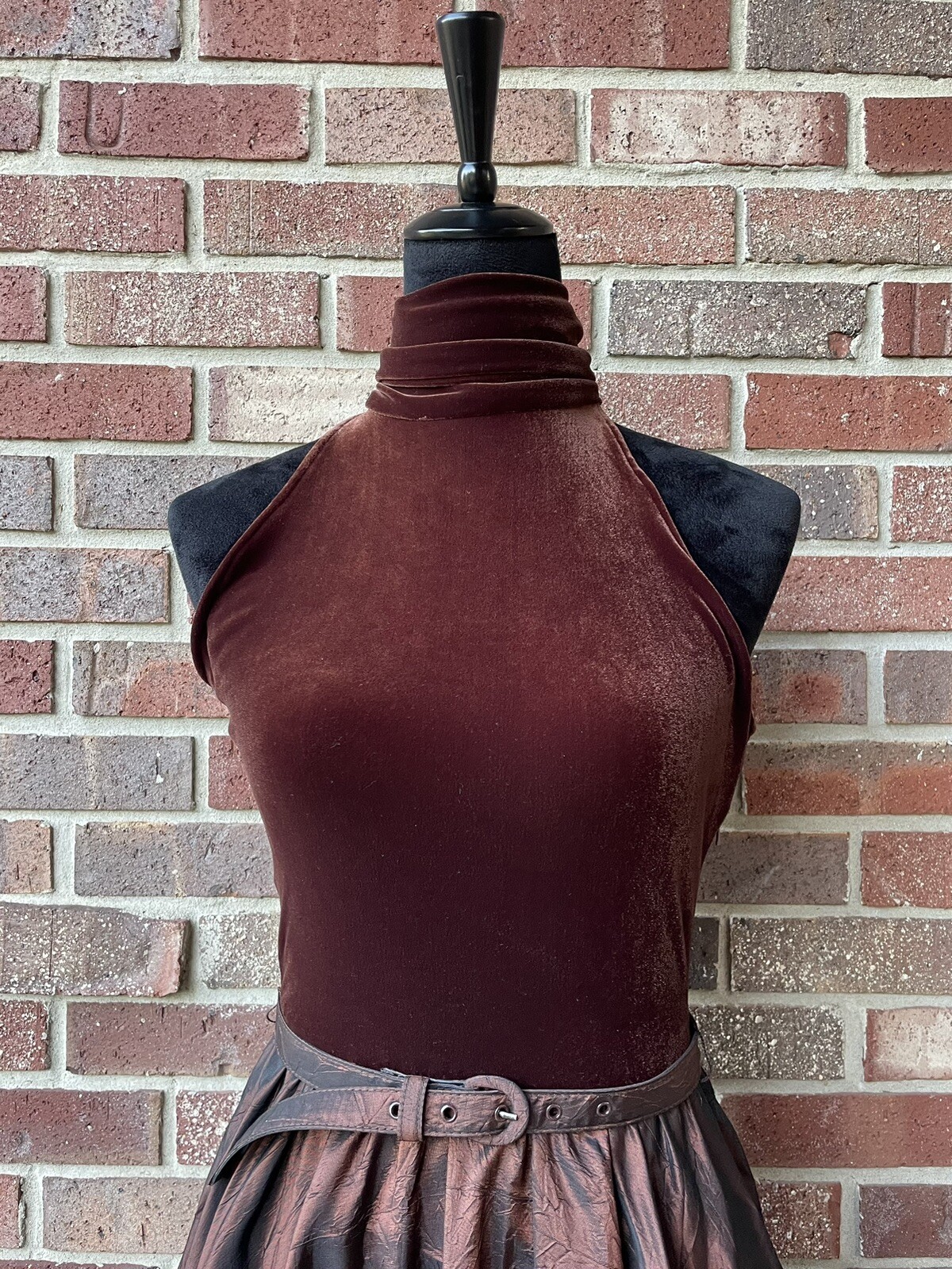 VTG Brown Mauve Velvet Bonnie Strauss Gown Dress Sz 6