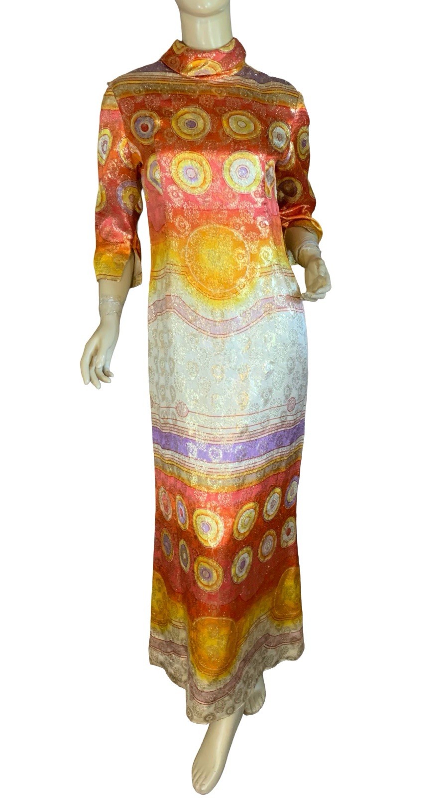 WOMEN’S VINTAGE 1970’S RED & ORANGE MALCOLM STARR ELINOR SIMMONS DRESS SZ 14