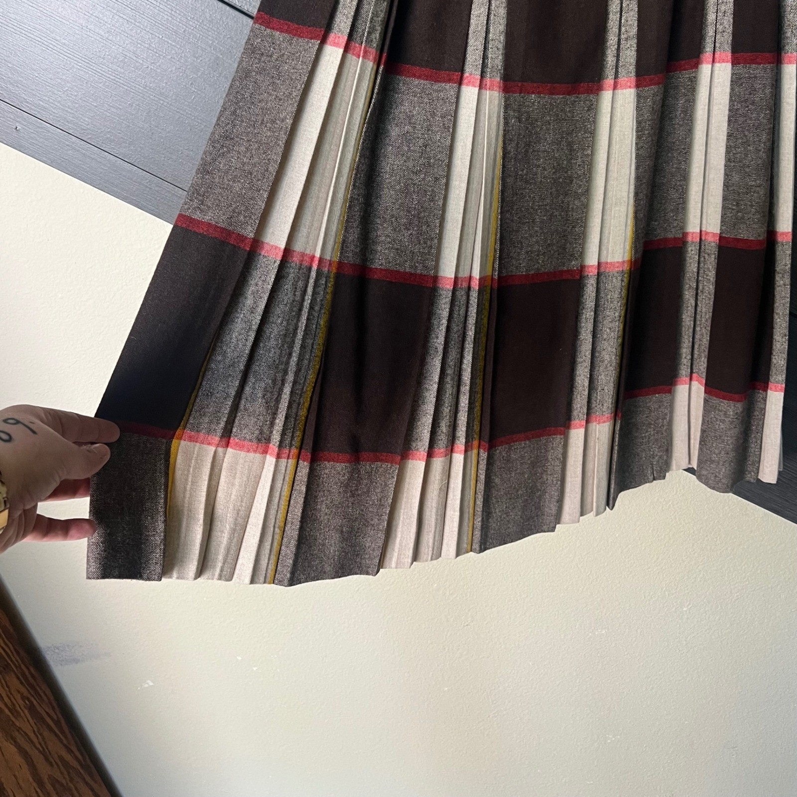 Barbara Field Joyce Of Chicago Vintage Wool Plaid Pleated Skirt Size 12