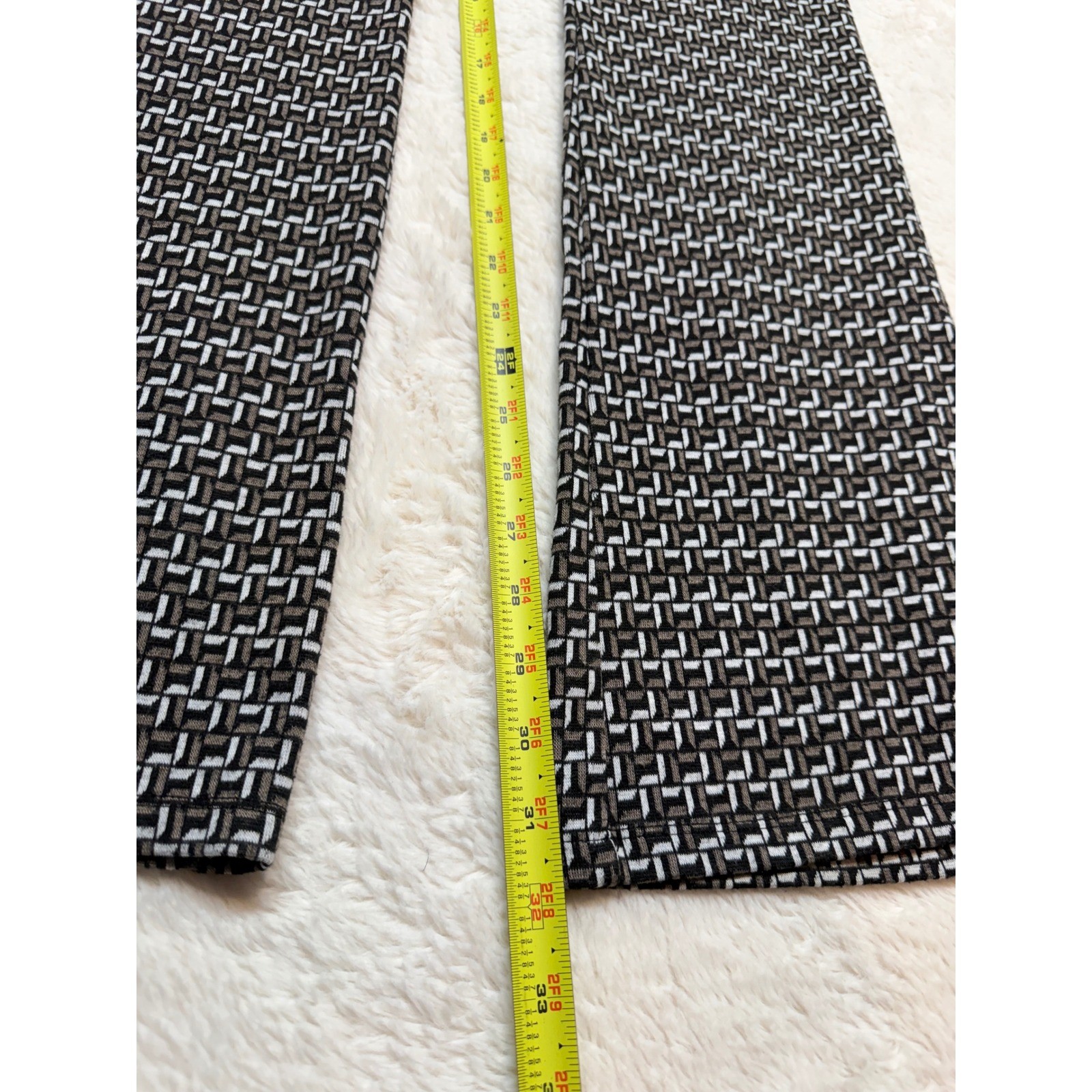 Zara Geometric Flare Pants Womens Size L Retro Knit High Rise Excellent