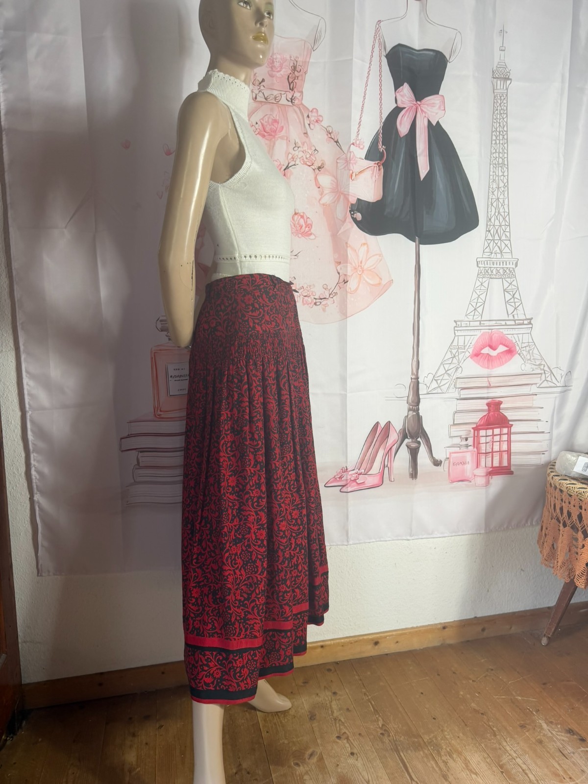 80s designer maxi skirt Franz Haushofer Miss Antonette vintage brocade size 36 38