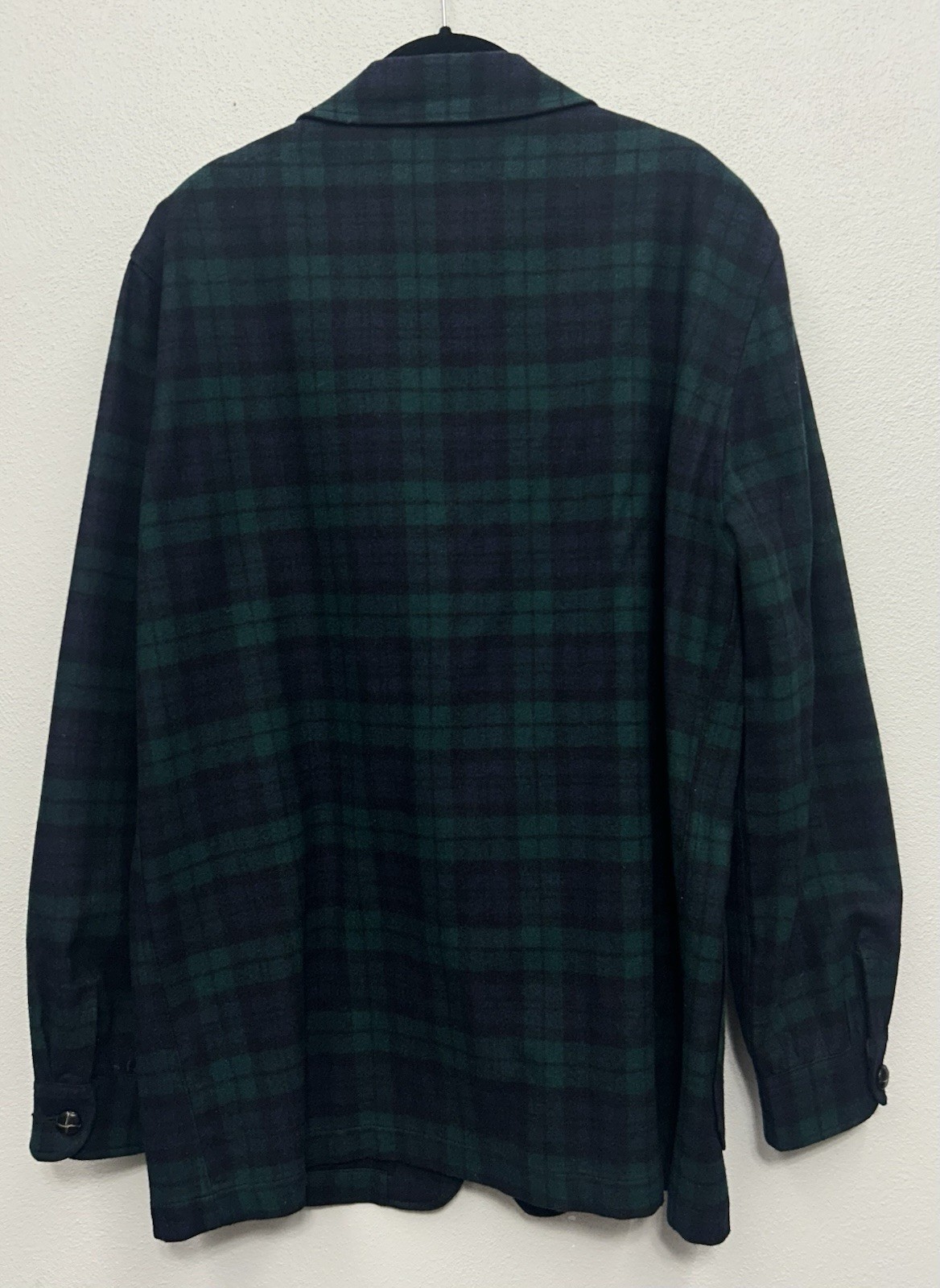 Vtg Pendleton Blazer Large Green Blue Tartan Plaid Virgin Wool Crest preppy