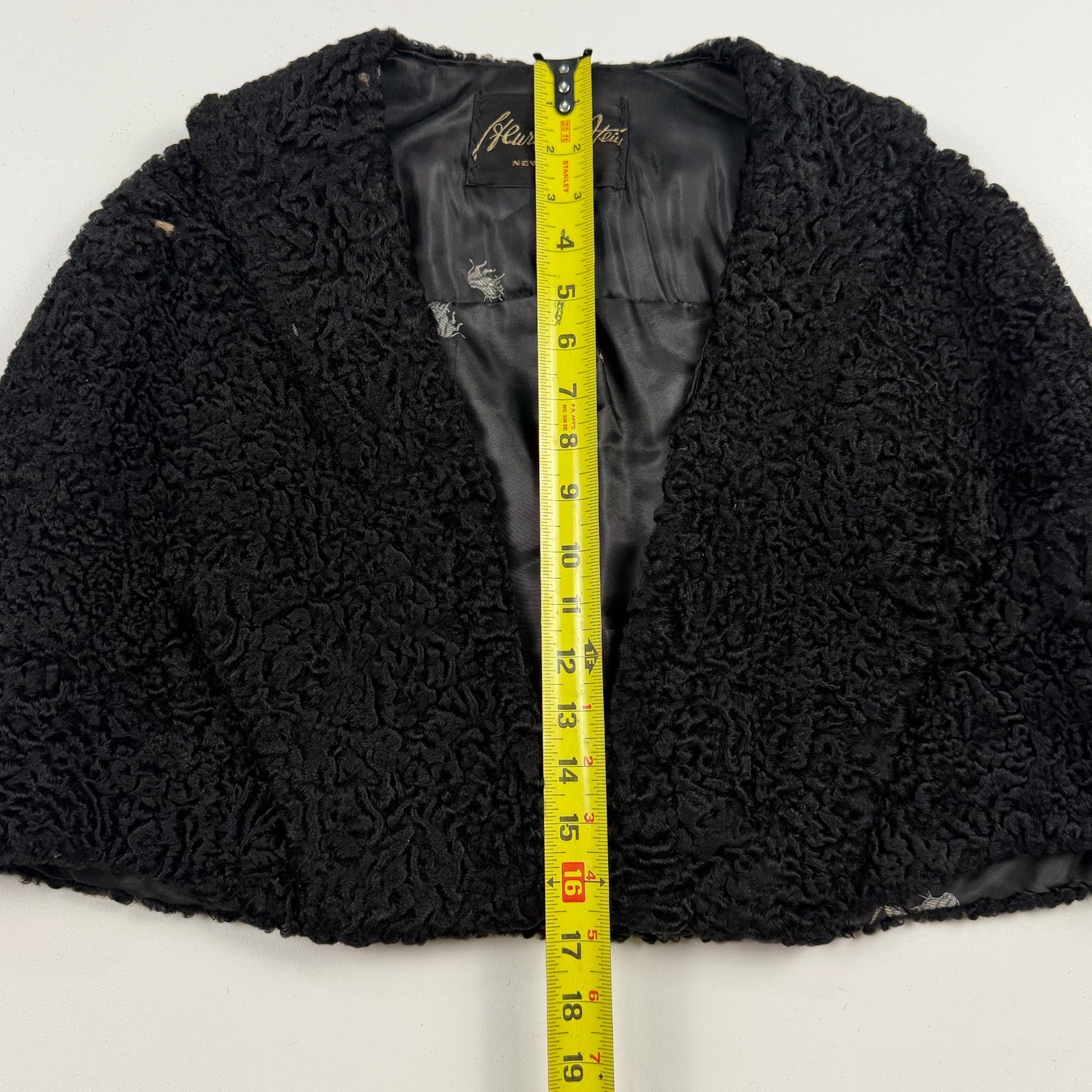 Lamb Stole Curly Black Victorian Cape Opera Shawl Vintage 60s