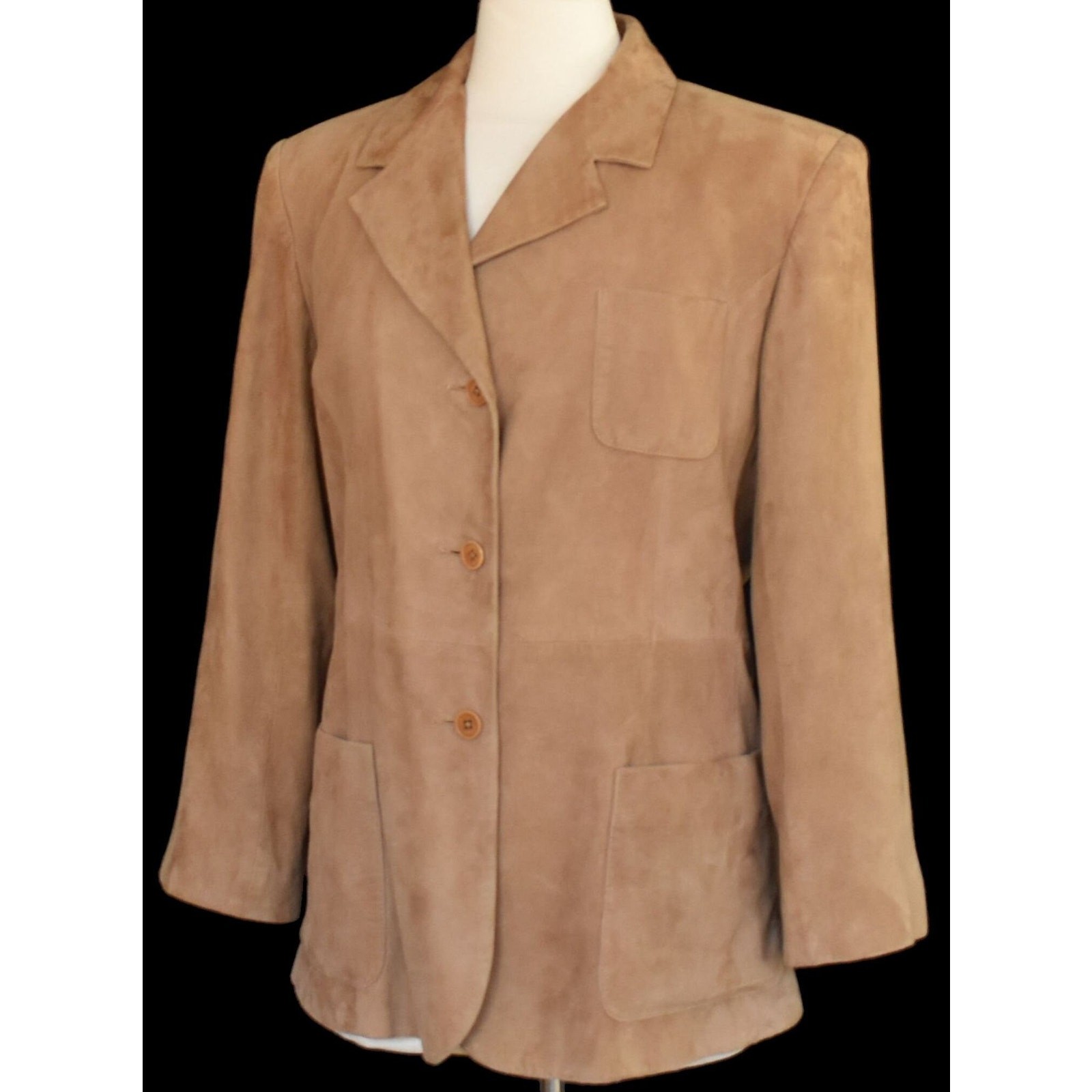 Faconnable Goatskin Suede Jacket, Luxury French Designer Women Blazer, L to XL