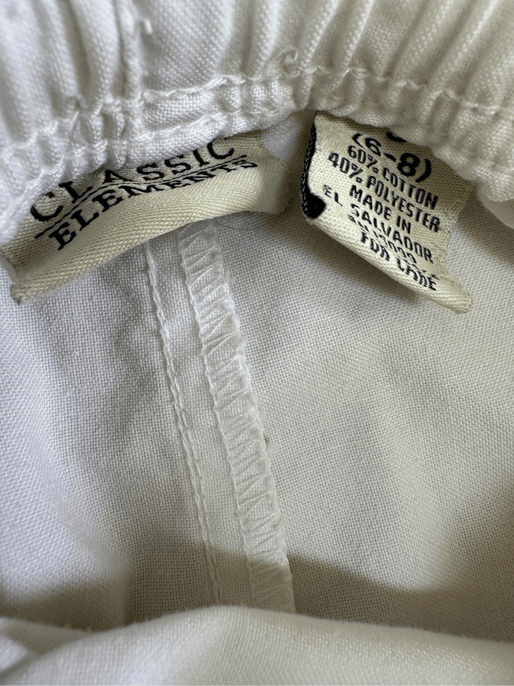 Classic Elements women’s 90’s pull on cream khaki cotton pants stretchy waist hi