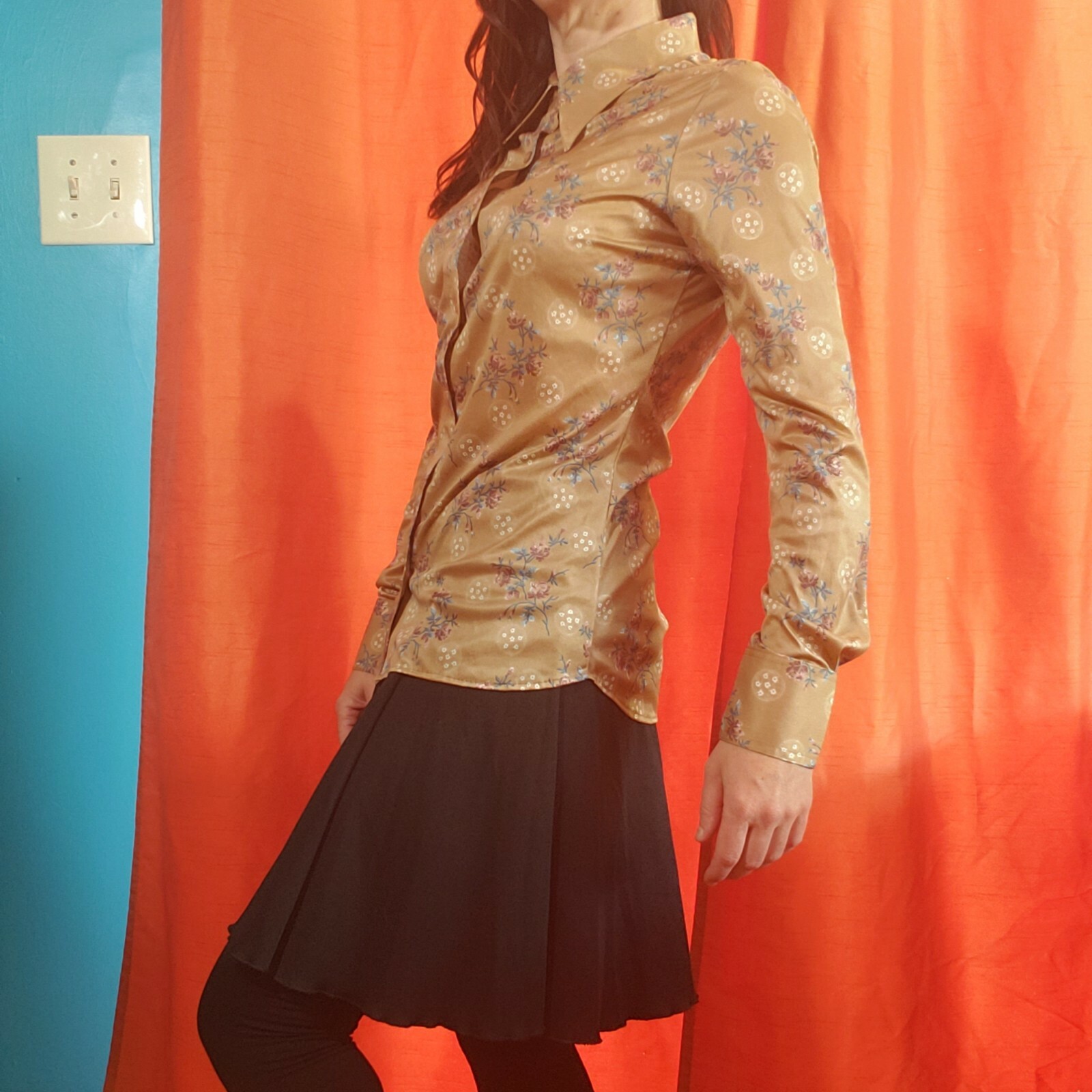 1970’s women’s western wear Happy legs vintage button down top size Sm.(13/14)
