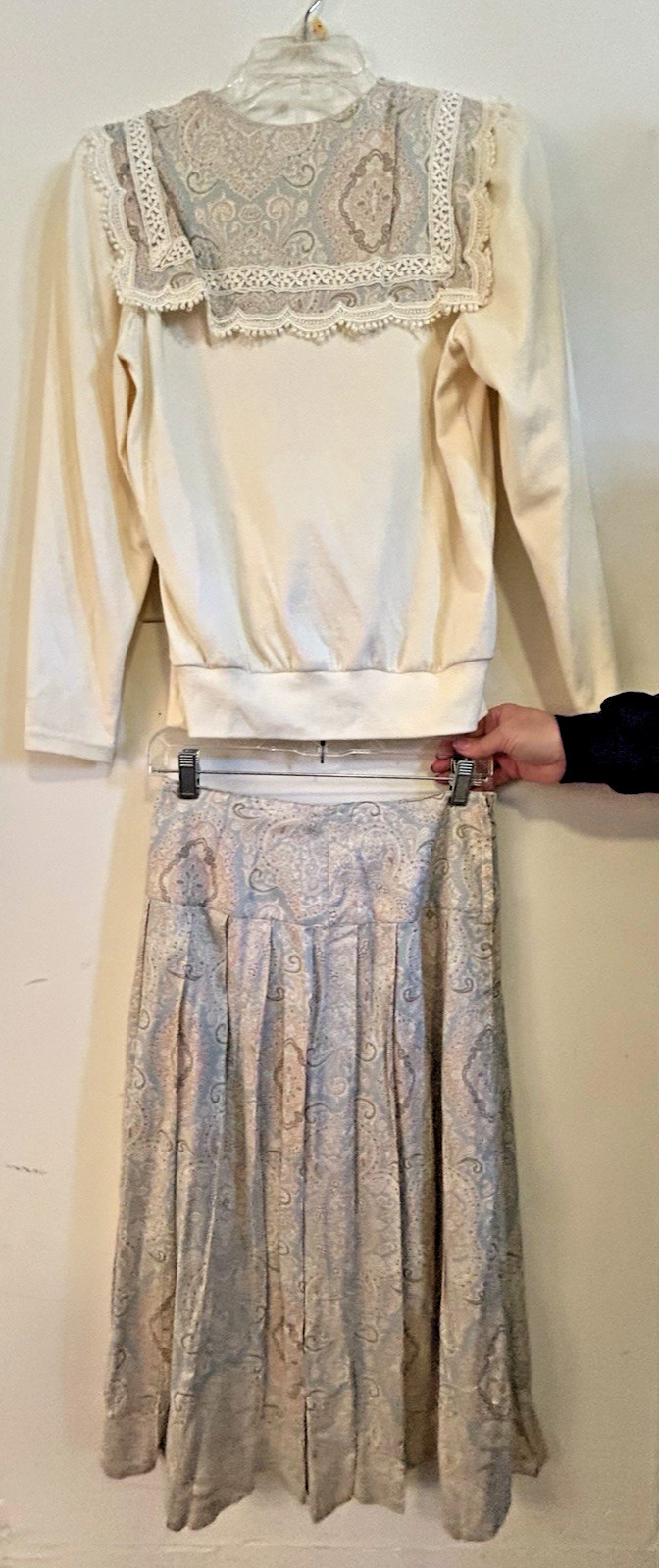 Vintage Scott McClintock 2 pc Set Skirt Top Soft Cream Spring Cottage Core Chic