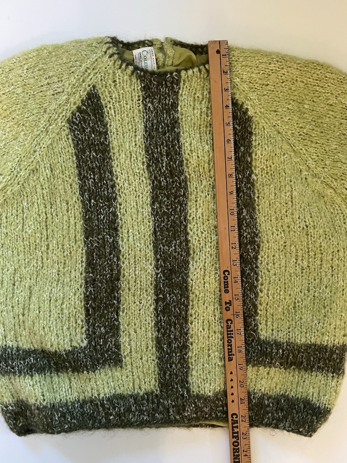VTG Colebrook Hand Knit Pullover Sweater Wool/Mohair/Nylon Blend ~ Dk/Lt Green