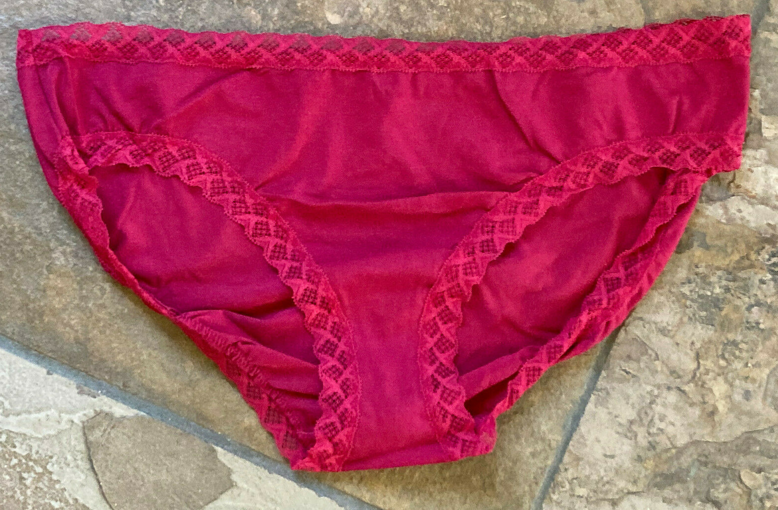 Natori XXL Burgundy BLISS GIRL Lace Trim Bikini Brief Panties #156058 NWOT