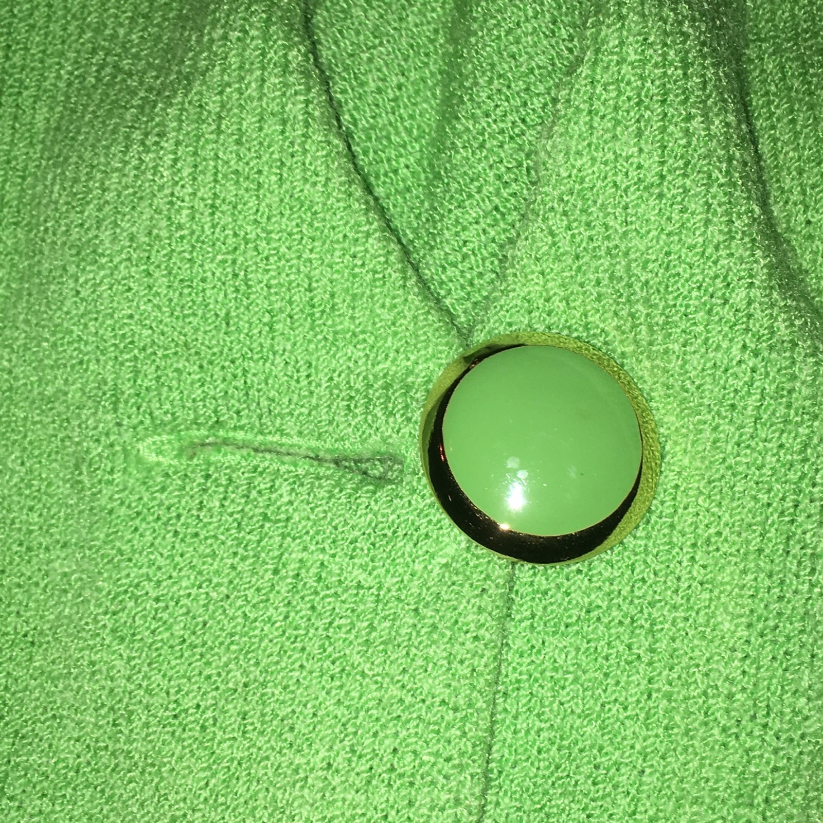 Vintage St. John by Marie Gray Knit Green Dress Puff Sleeves Size 8 1980s V-neck