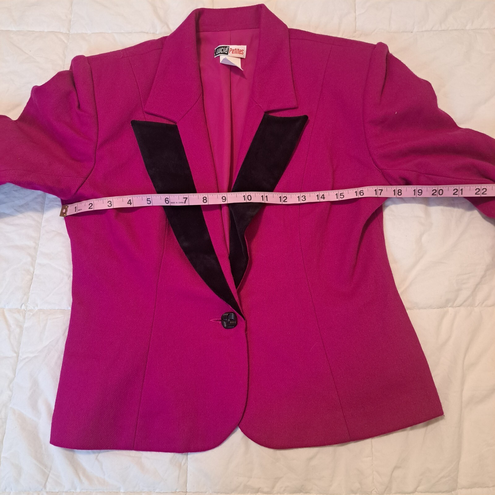 VTG Lucia Petites Hot Pink 90s Magenta Blazer Business Barbiecore Wool Sz 8 USA