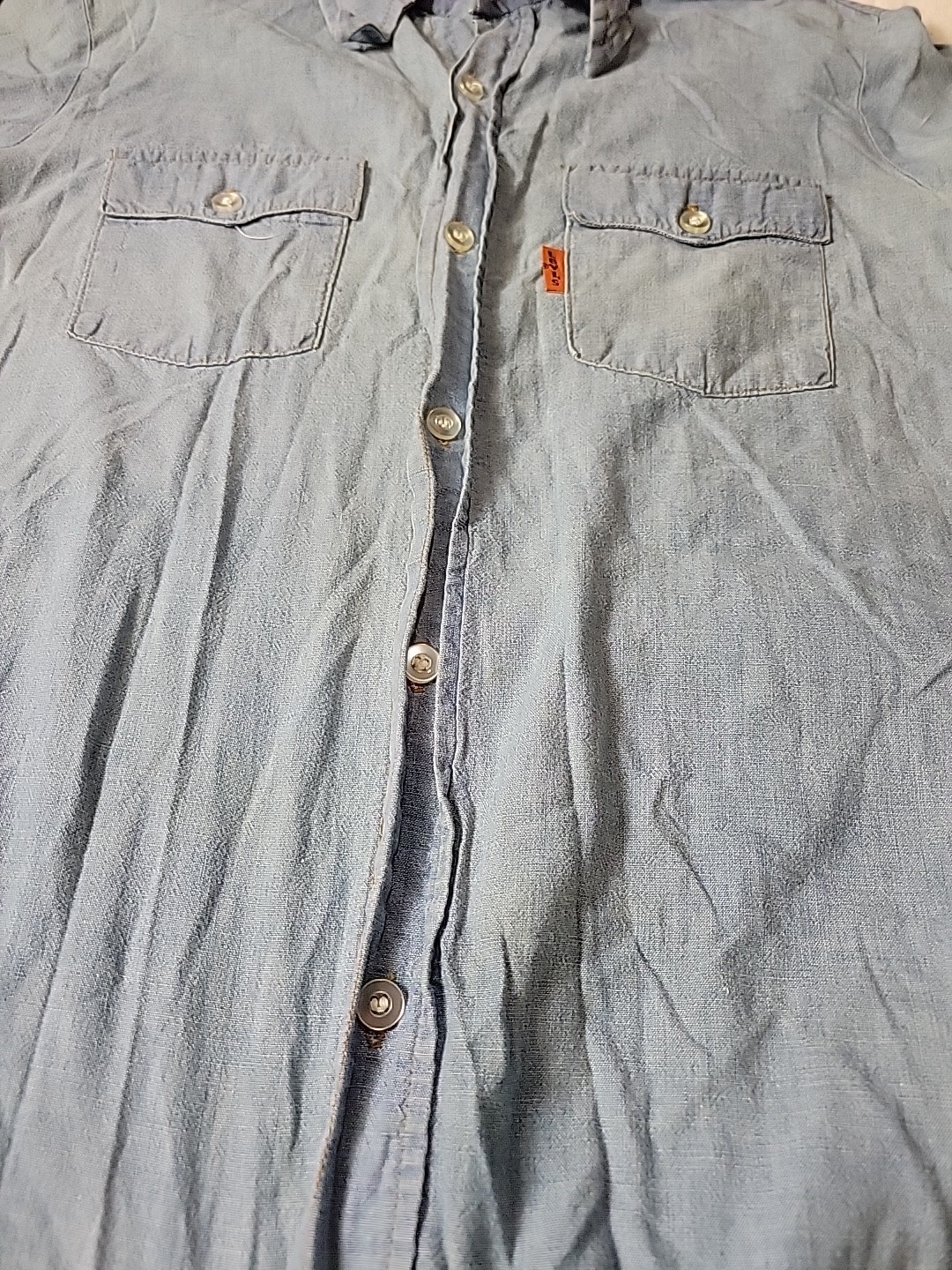 Vintage Levis Chambray Orange Tab USA Tag Blue Women 13/14