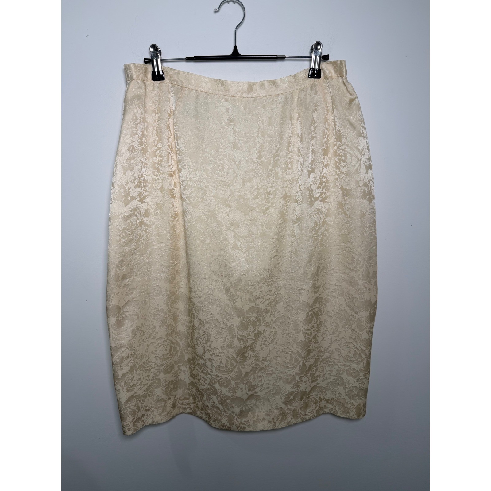 Vintage Maggy London Kenneth Nolan 100% Silk Floral Jacquard Pencil Skirt 14tag