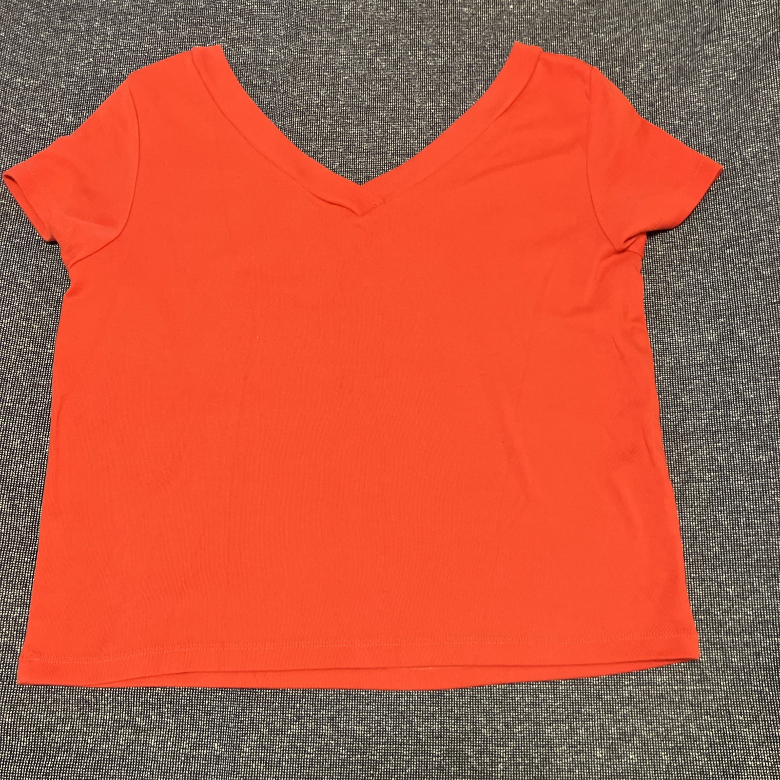 Cato Women’s Double V-neck Short Sleeve Shirt Size XL Solid Red Vintage