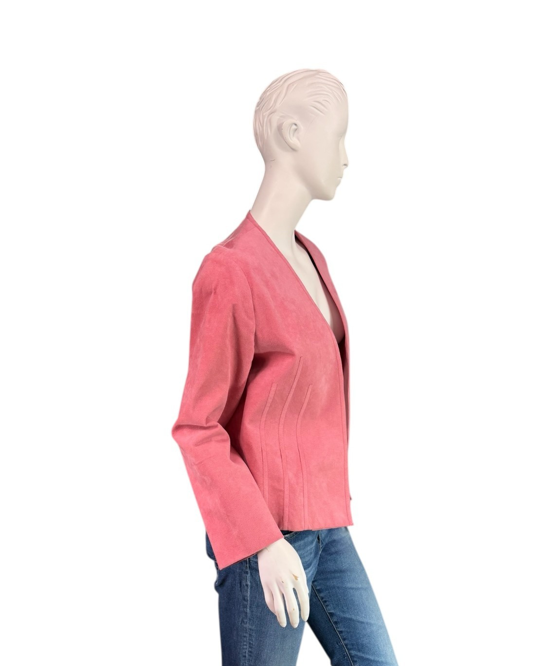 Vintage 70s Gino Rossi x Wilson Ultrasuede Pink Open Jacket Made in USA Size M