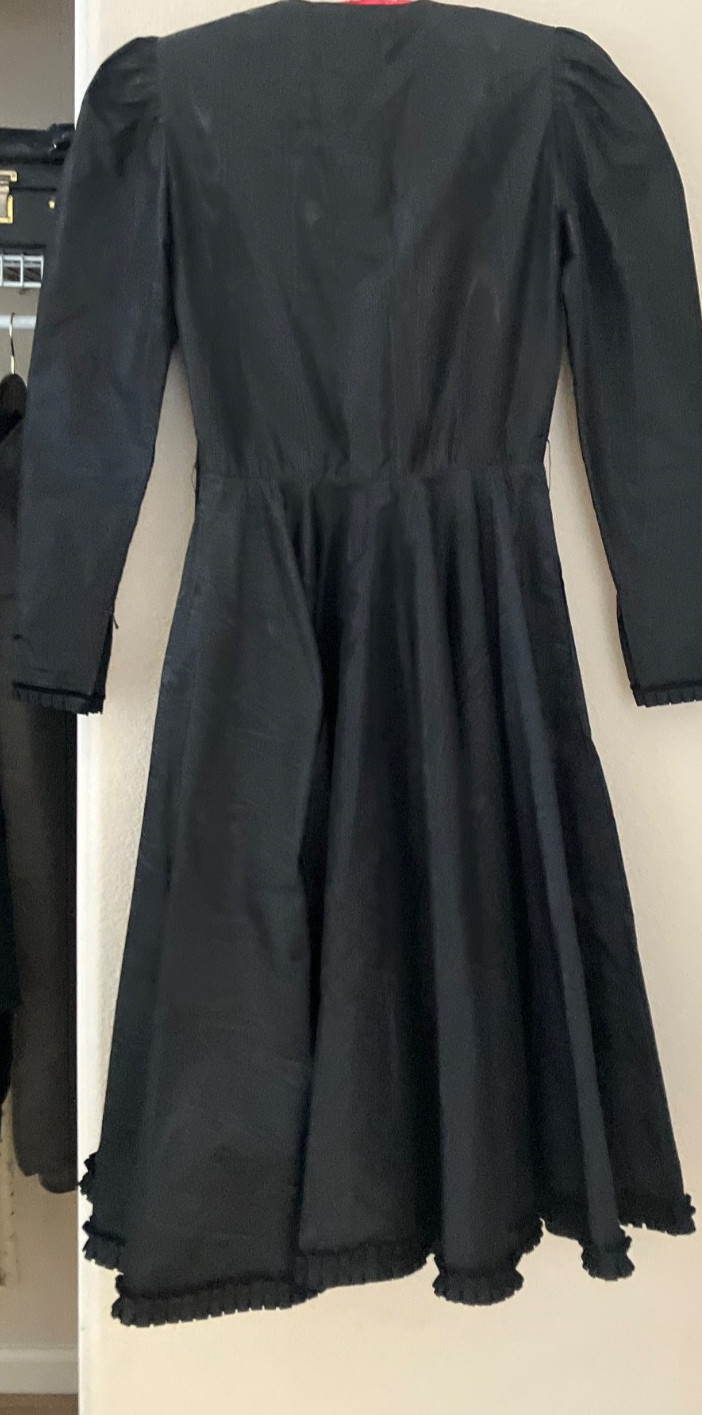 Givenchy Nouvelle Boutique Black Silk Moire Taffeta Vintage Cocktail Dres