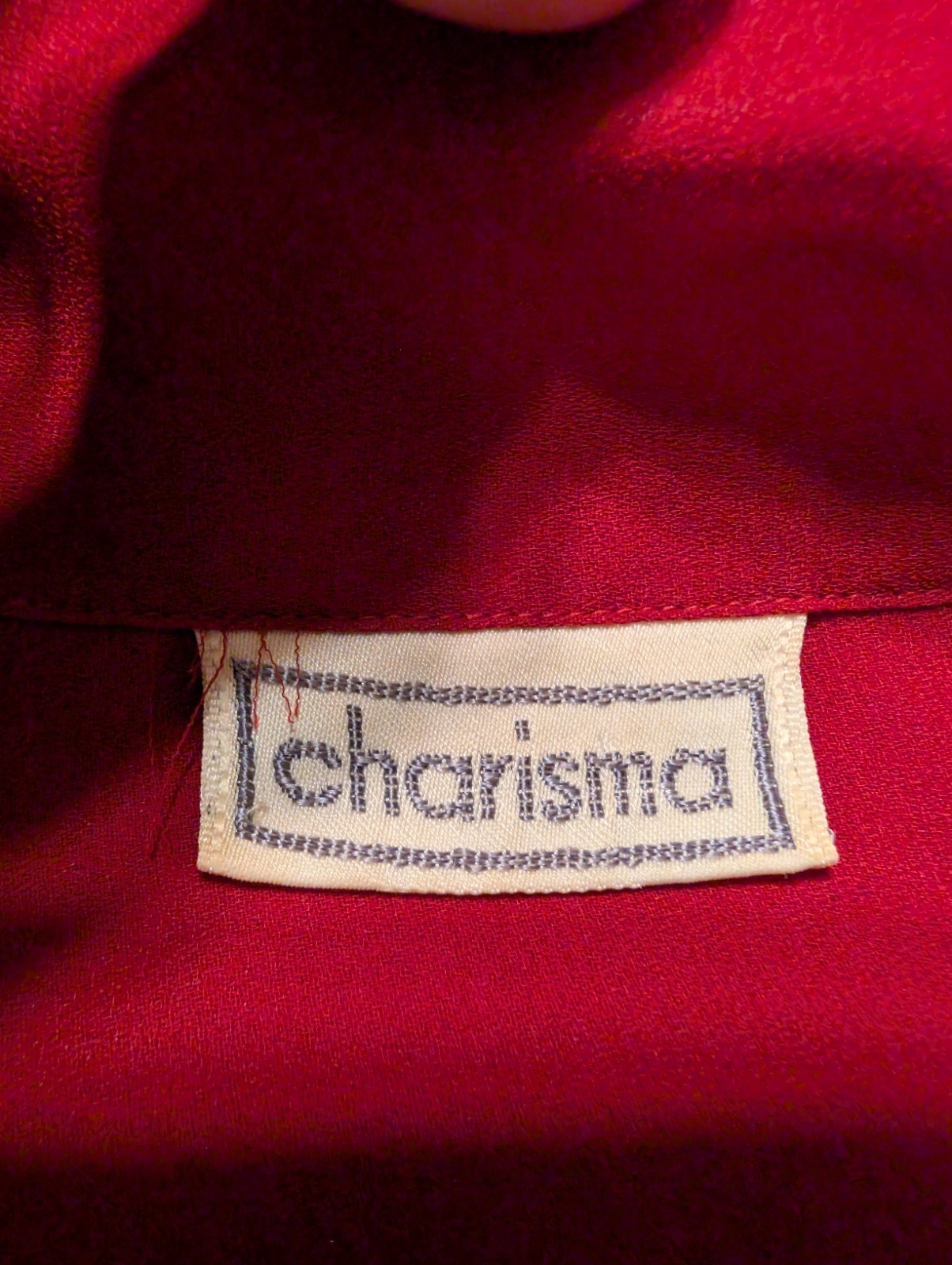 Vintage 80s Charisma Red Balloon Sleeve Blouse Shirt Poly Chiffon Size 12