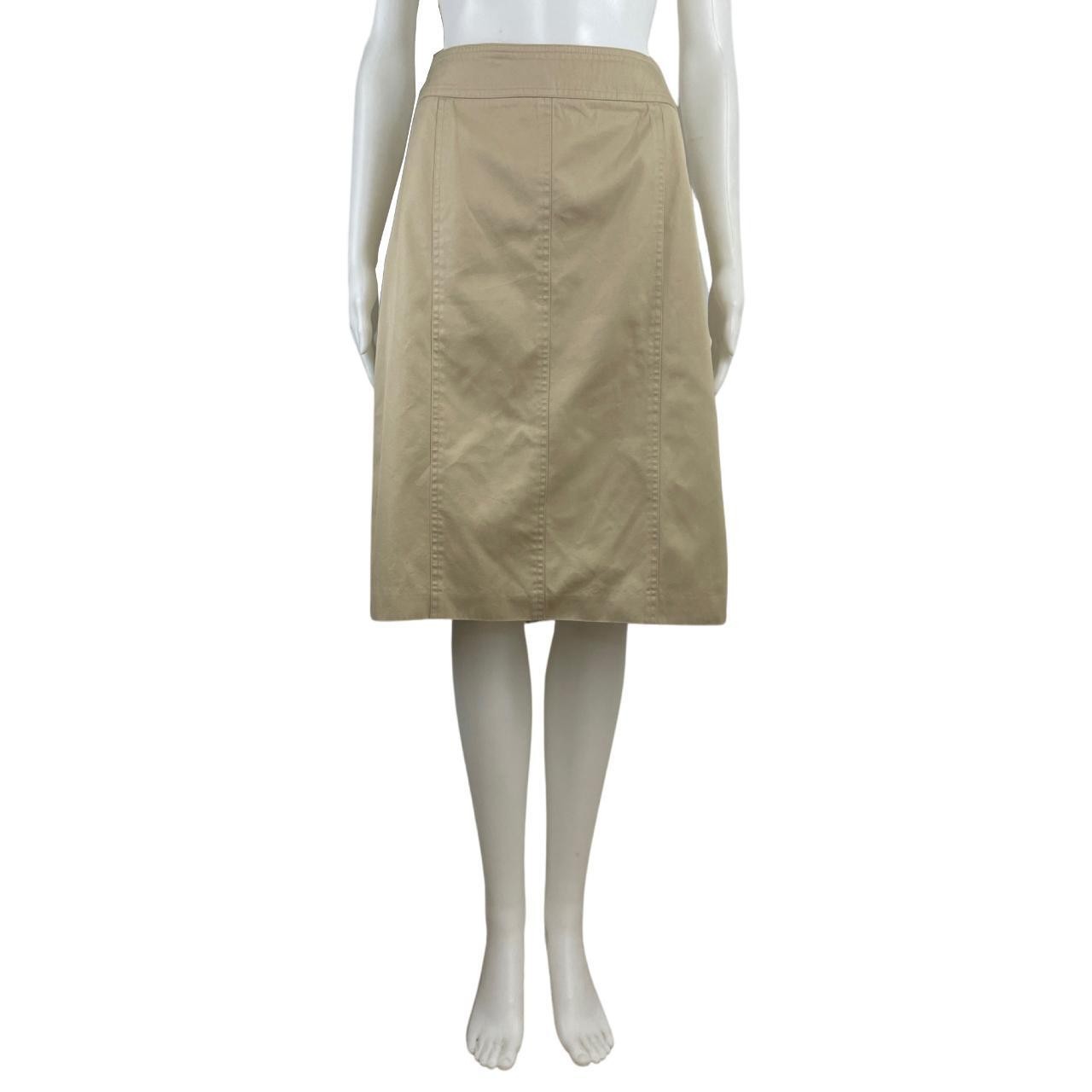 Vintage Khaki Skirt Size Large 33″ Waist 1990s Twill Cotton Straight Cut Twill