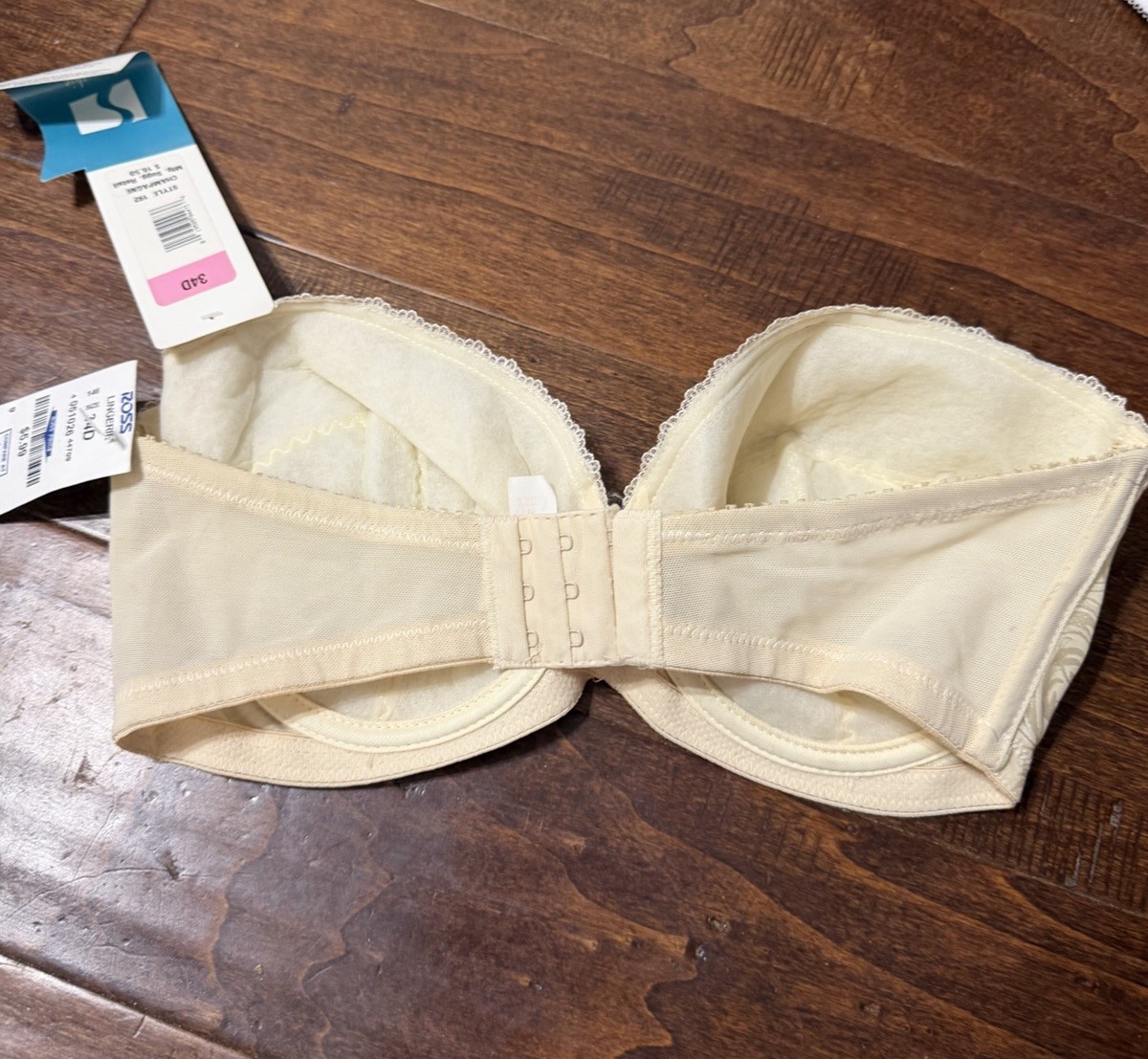 Smoothie Solutions Strapless Bra 34D Champagne Vintage NOS 1990s Deadstock