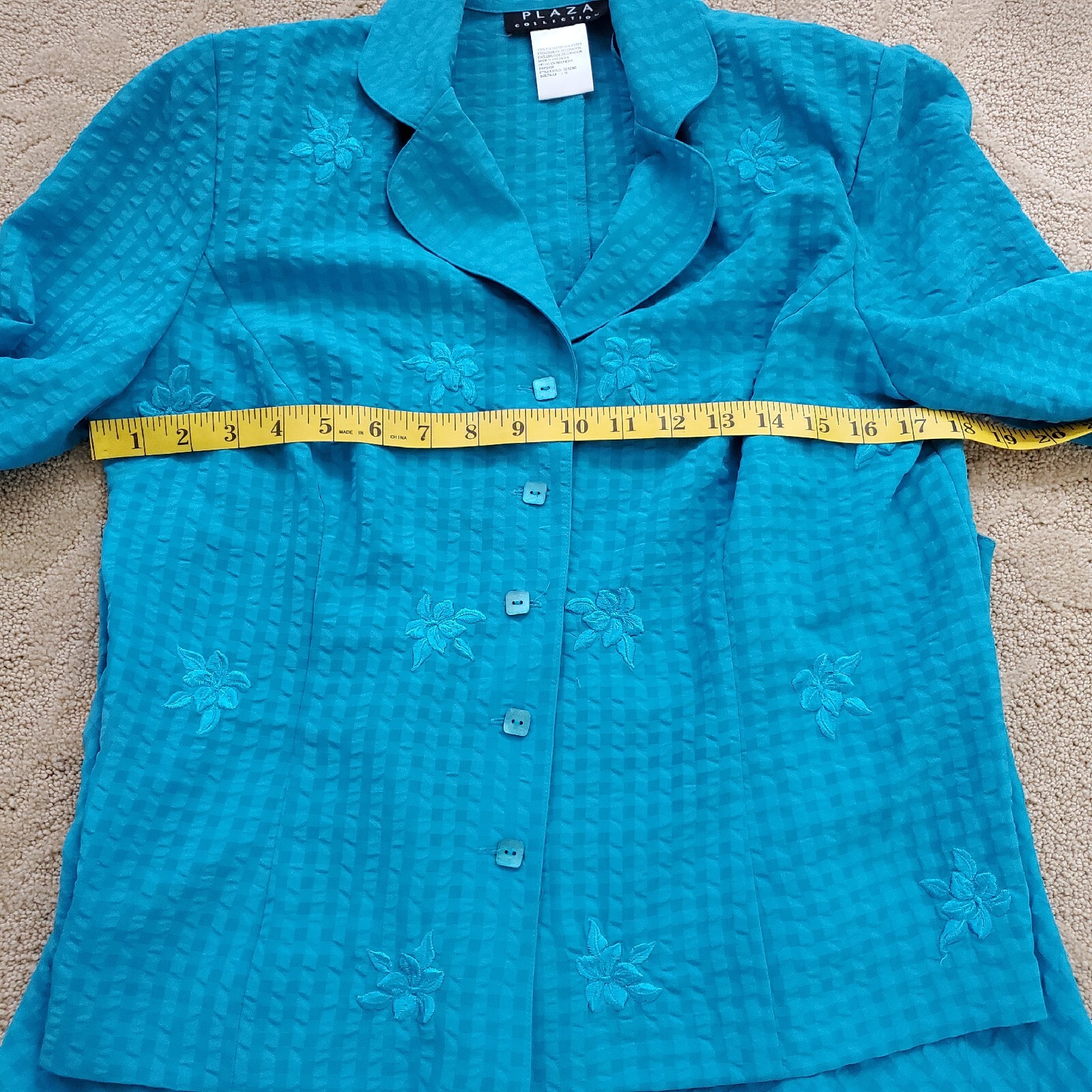Vintage Plaza Collection Two Piece Dress Sheath And Jacket Set Size 10 Aqua Blue