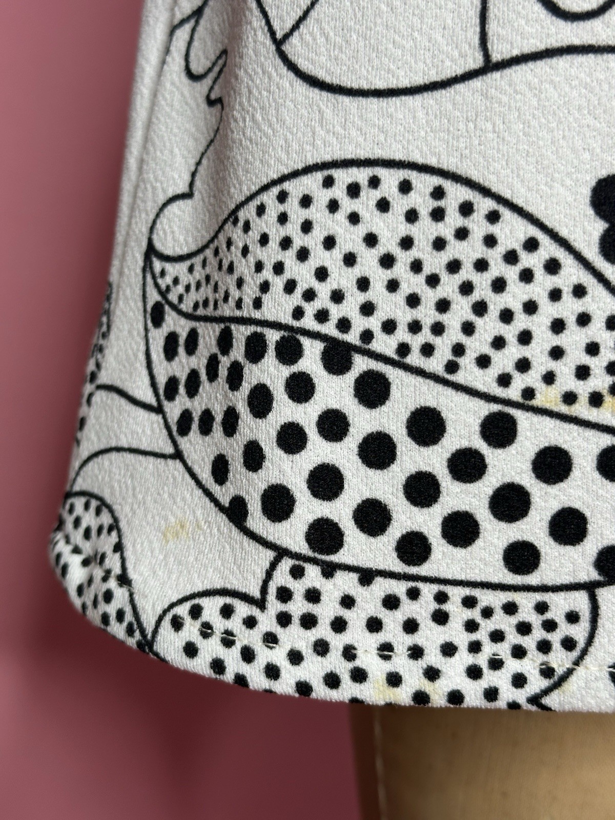 1960s MOD FACE Print SURREALIST OP Art Dot Whimsical Mini Dress. XS-S. AS IS