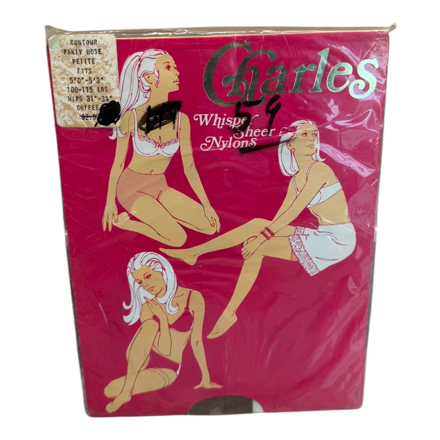 Vintage Charles Whisper Sheer Nylons Contour Pantyhose Color Coffee Sz Petite