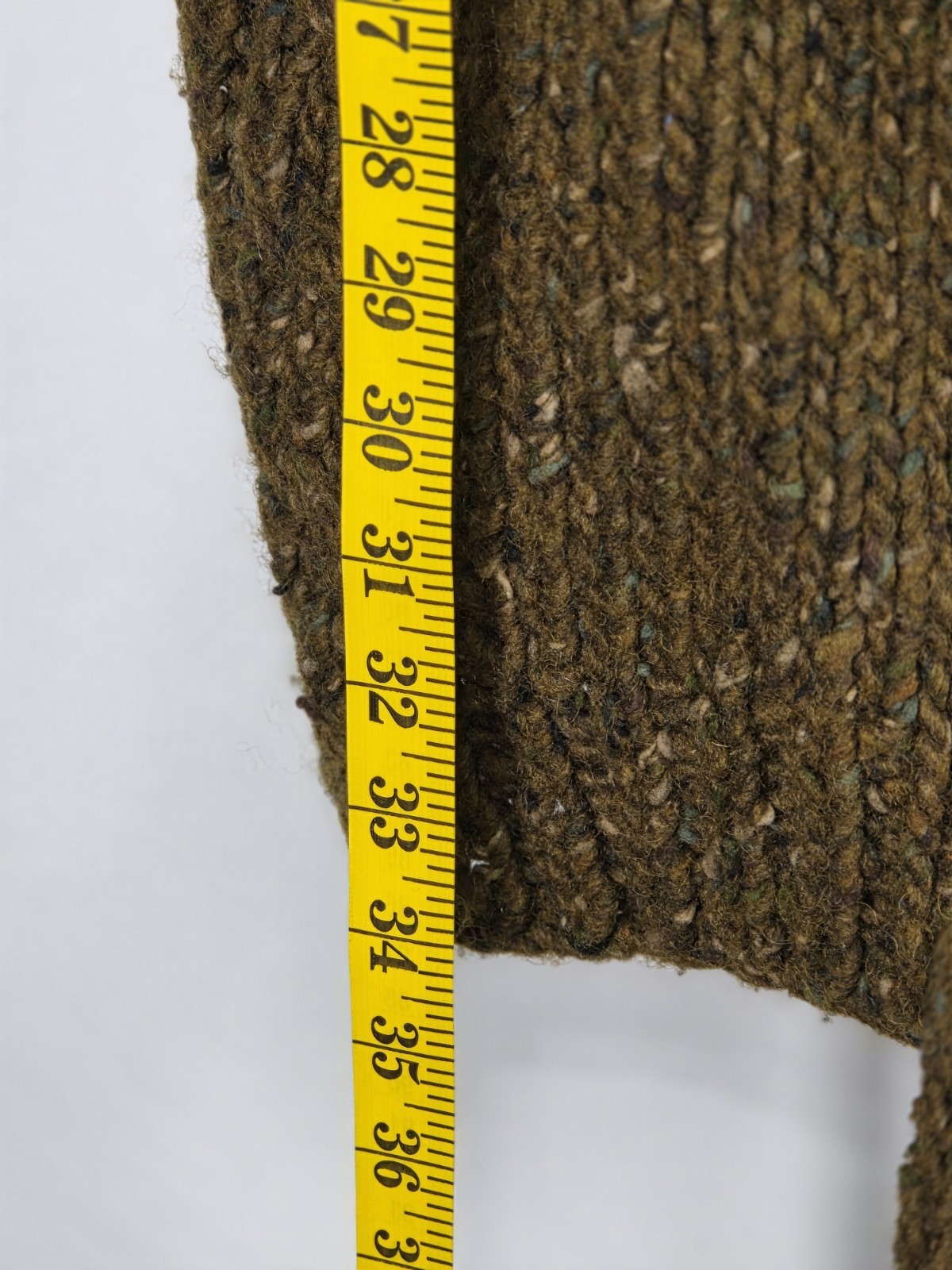 Vintage Women’s Perry Ellis Handknit Wool Belted Cardigan Olive Brown Size S