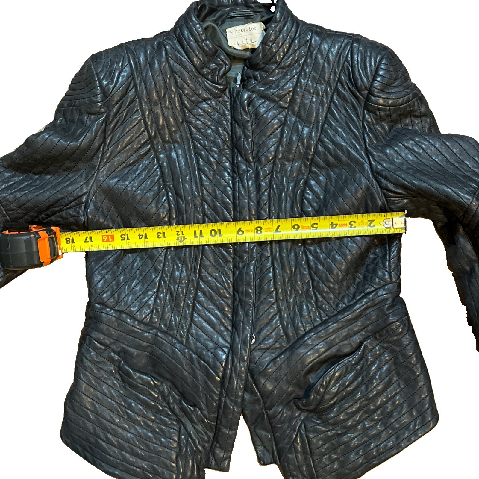 Nicole Miller Large Black Quilted 100% Lamb Leather Jacket – Women Vintage