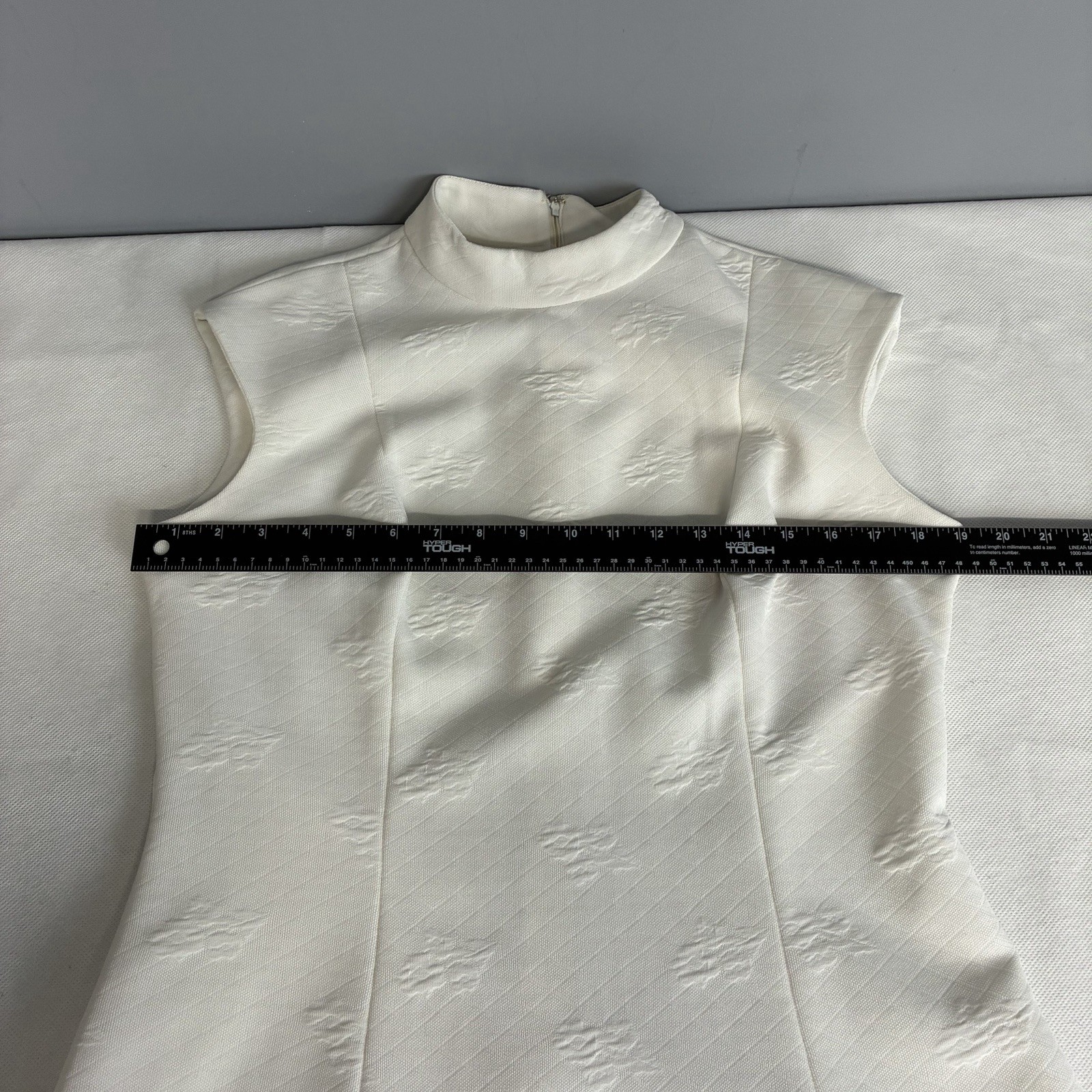Vtg 60s 70s Bleeker Street Women Pant Set Sz 16 M/L White Textured Wide Leg Mod
