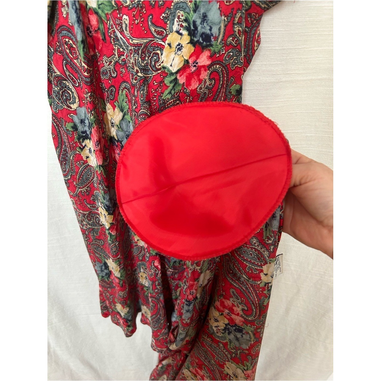 100% Silk Vintage august silk Floral Paisley Tie-Waist Mini Slip Dress & Robe