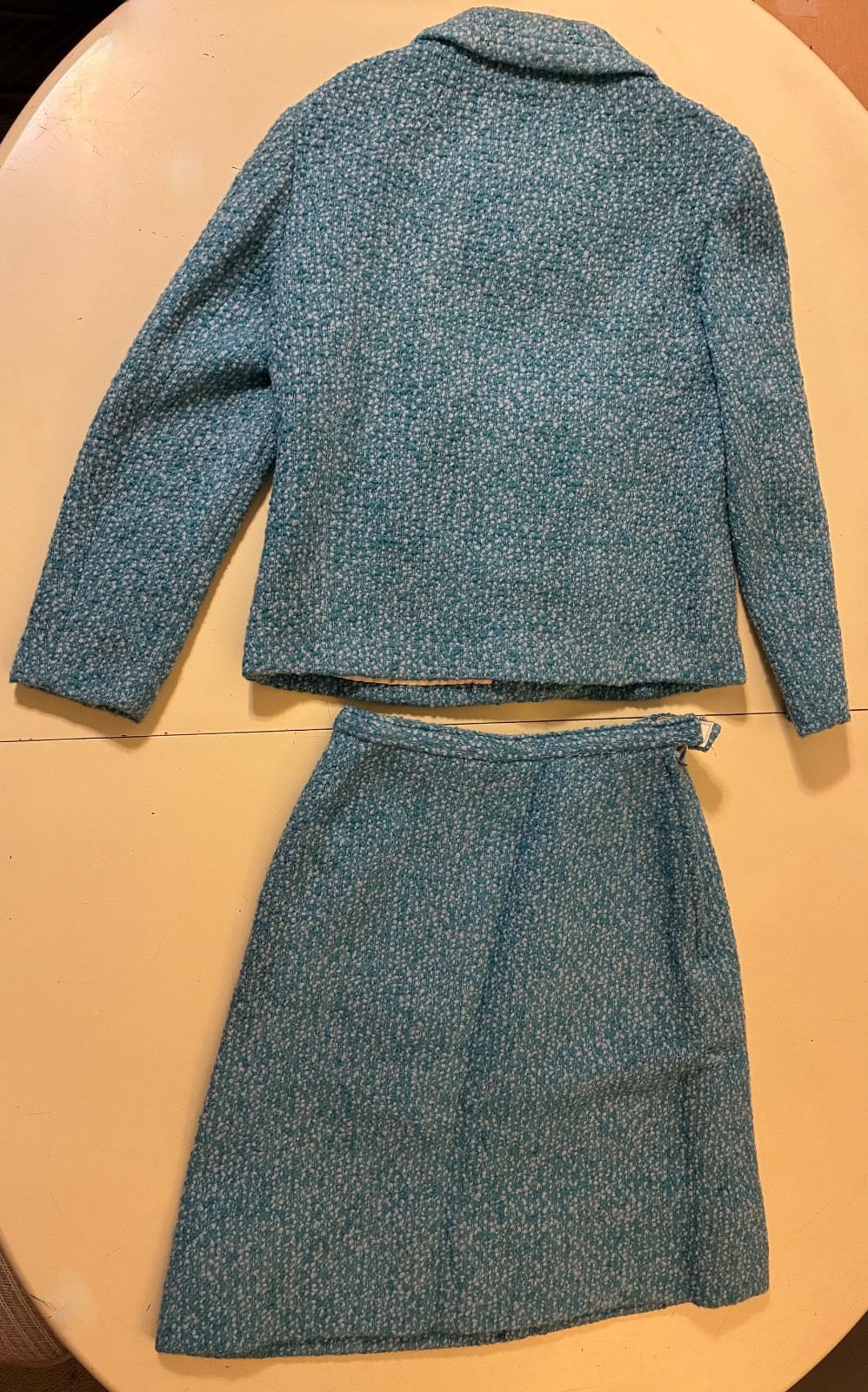 VINTAGE c.1940s MCM STYLE HANDMADE DOUBLE BREASTED SKIRT SUIT Nubby Wool