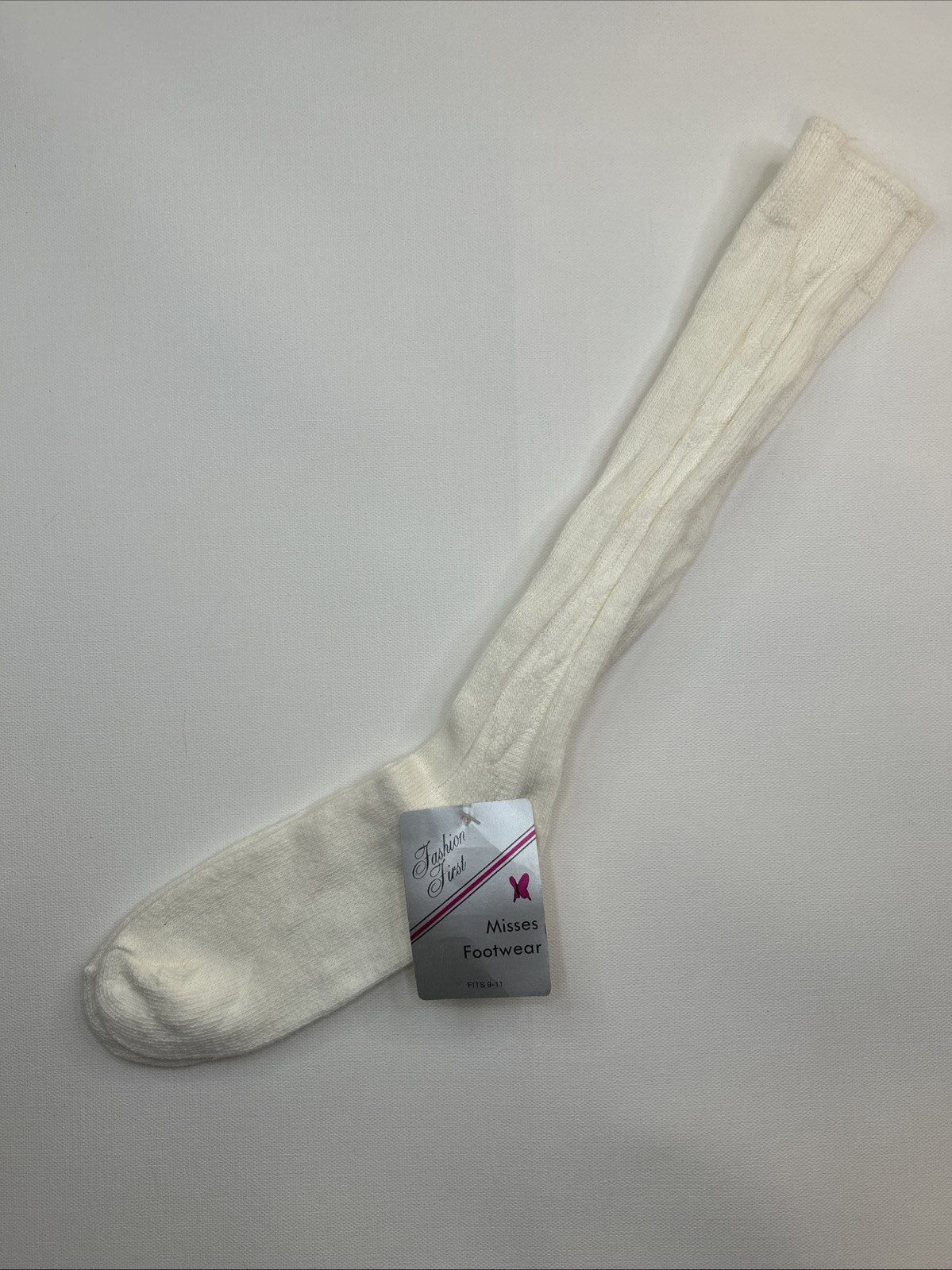 VTG Socks Hosiery 80’s Cable Knit NOS 9-11 19″ USA Stocking School Girl Misses