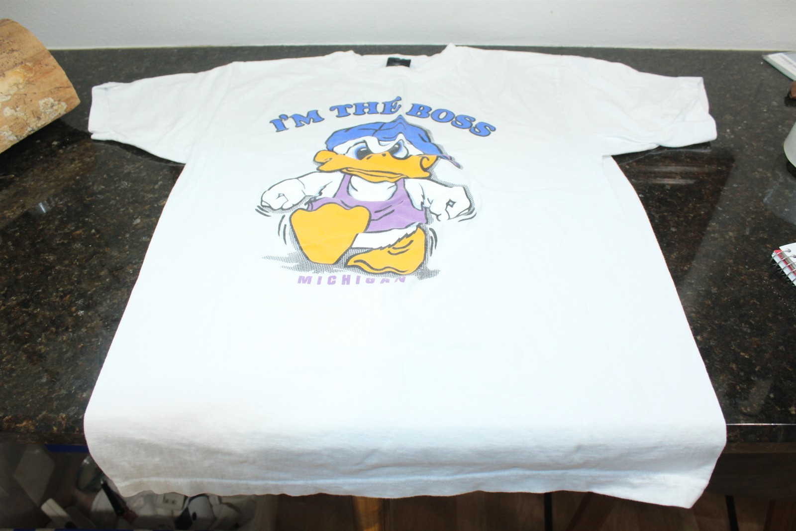 Vintage Graphic Print T-Shirt Michigan I’m The Boss Duck Screen Print Size Large