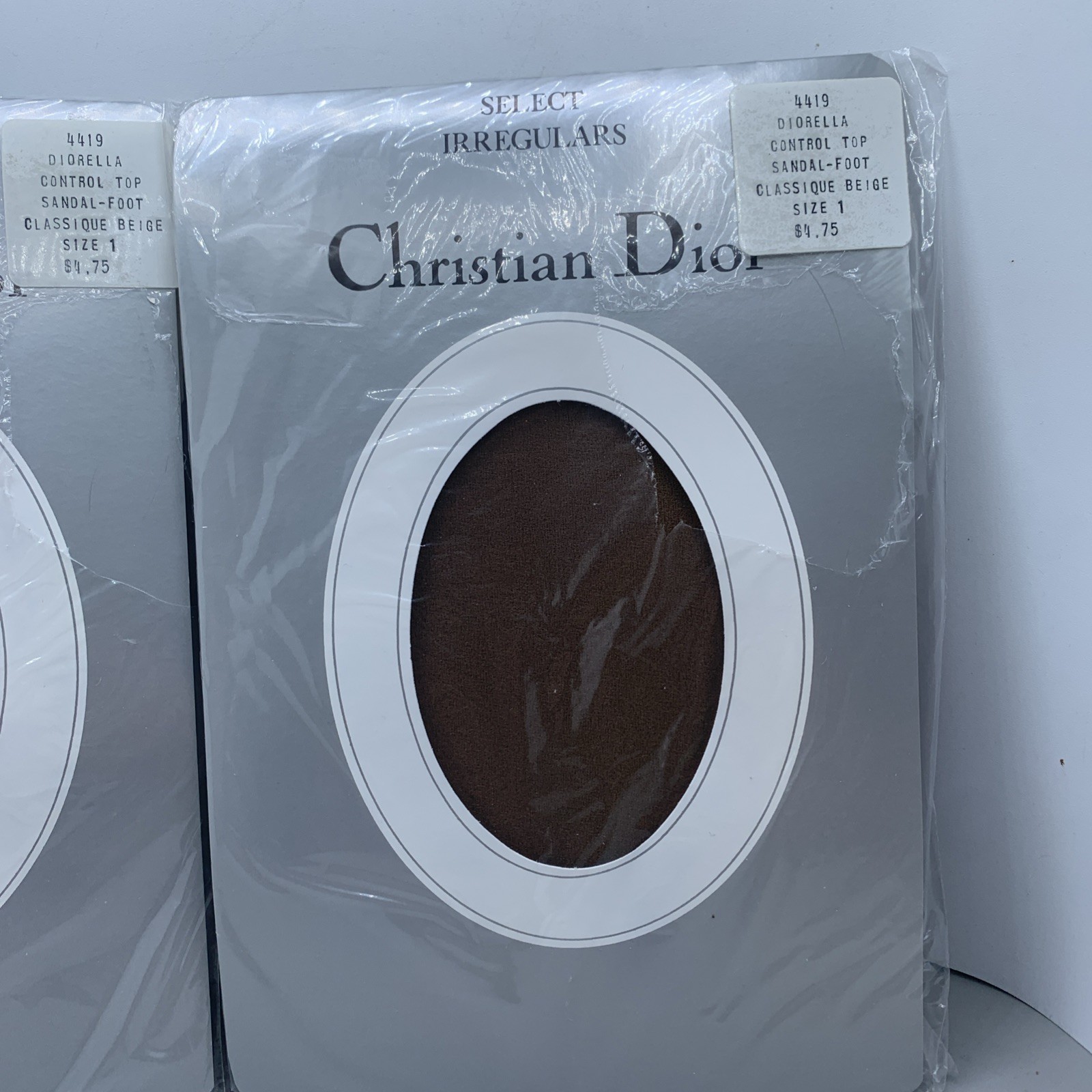 2 VTG Christian Dior Pantyhose 4419 – Classique Beige Size 1 Select Irregulars