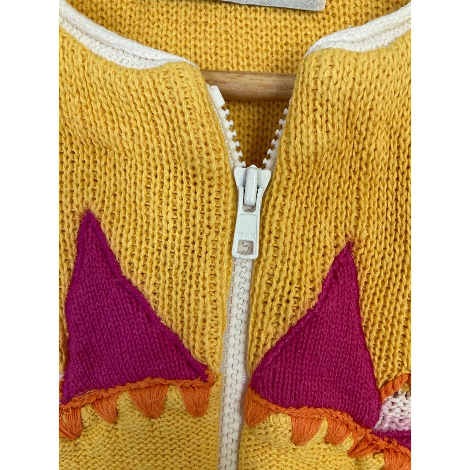 Vintage BellePointe Sunburst Zip Cardigan Sweater XL Yellow Orange White Ramie
