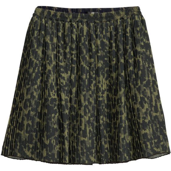 NWT H&M SUMMER COLLECTION KHAKI GREEN PRINTED PLEATED SKIRT SZ: US M