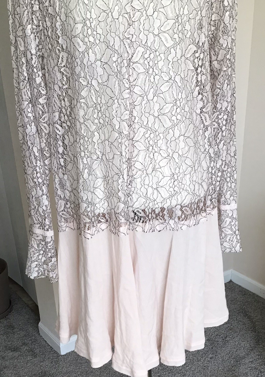 NWT Midnight Velvet Embroidery Rayon Lace Floral Cardigan Cottagecore Sz L PINK