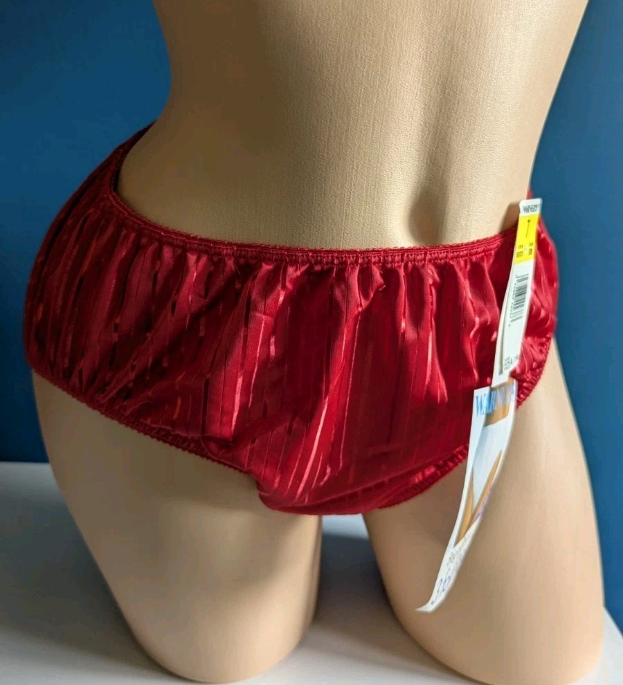 Vintage Warner’s Bright Stripes RED HOT High Cut Bikini Panties NWT Size L 55131